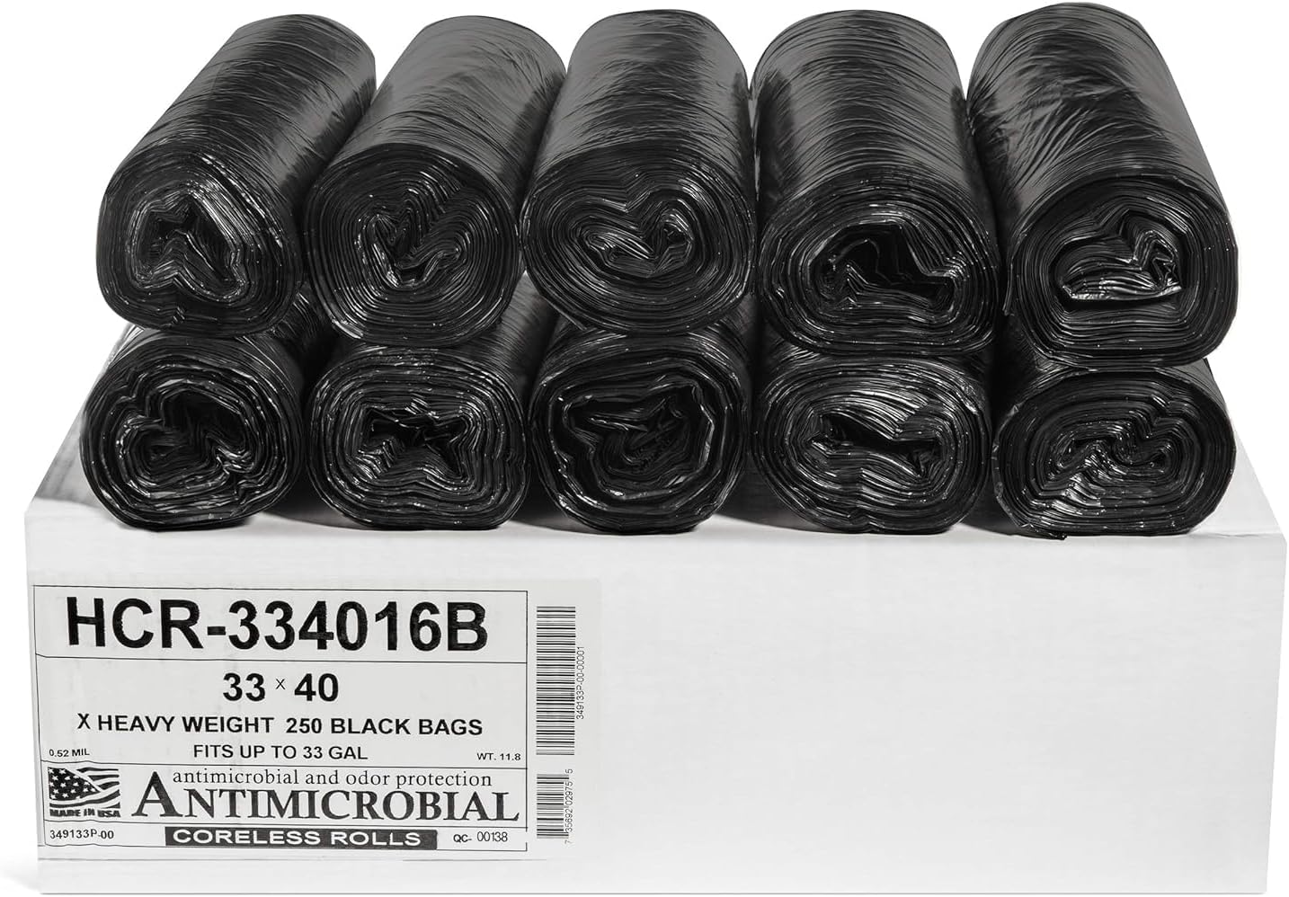 Aluf Plastics High Density Trash Bags, 33 Gallon, 250 Count, 16 Micron (eq), 33" x 40", Black, for