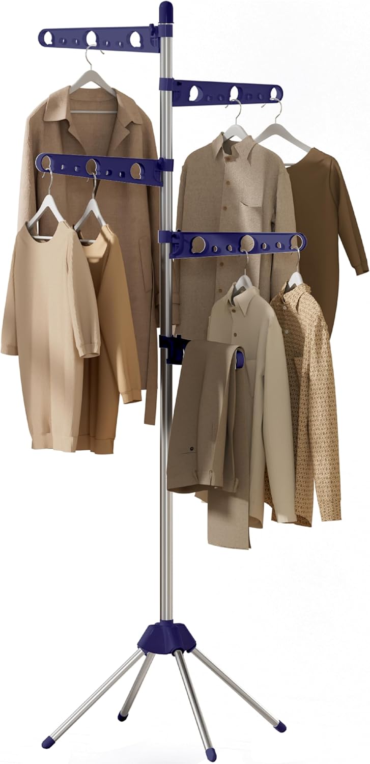 Clothes Drying Rack Foldable, 70.9 inch Tripod Drying Rack for 35 Pieces of Clothes, with