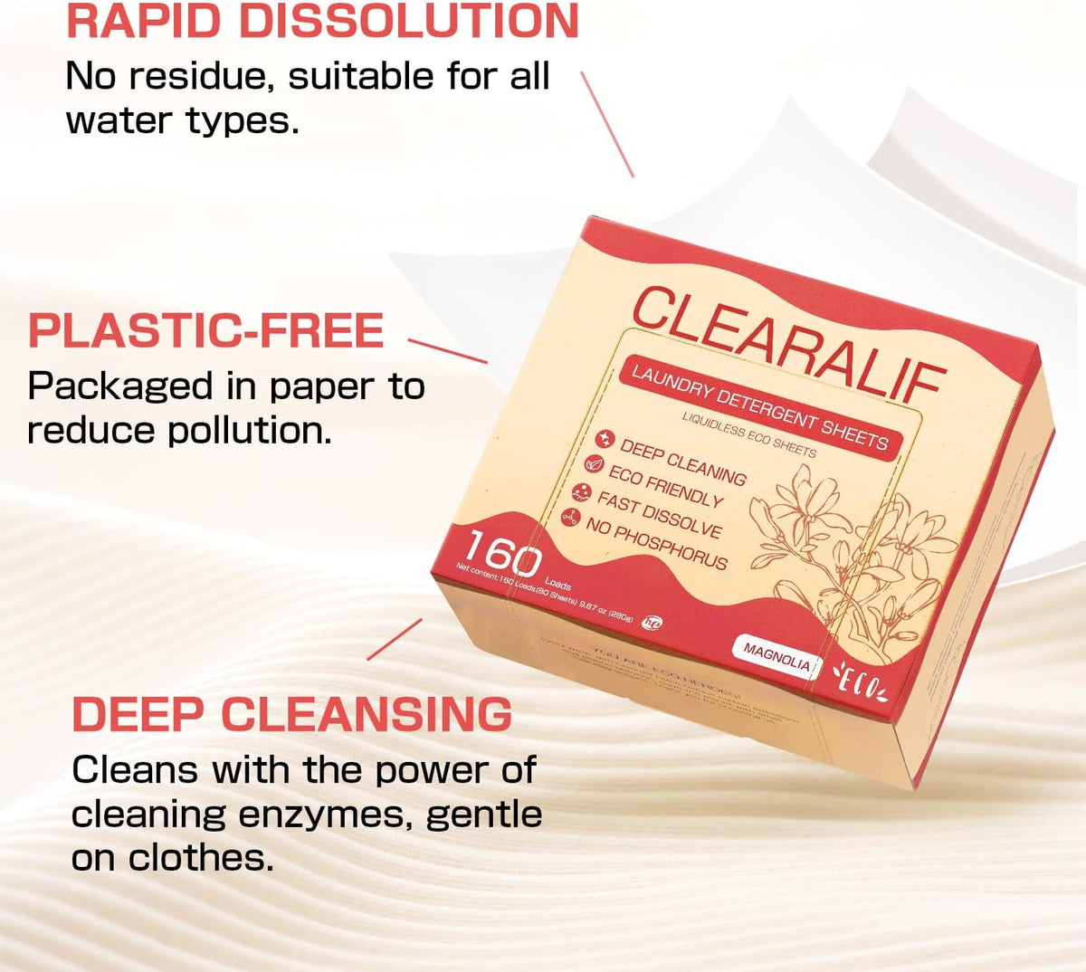 CLEARALIF All in One Laundry Detergent Sheets Kit, Magnolia Scent, 160 Loads Laundry Sheets + 160