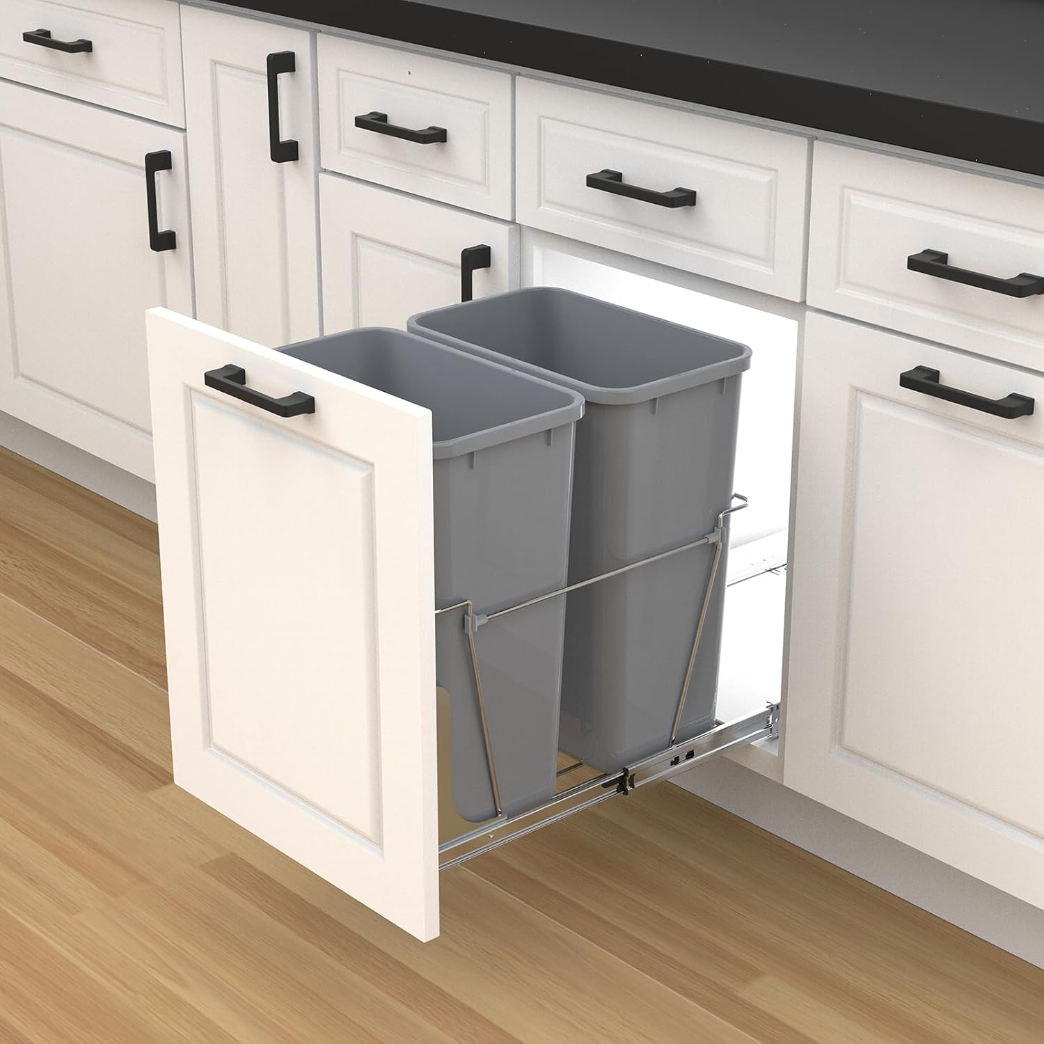 Double Pull-Out Trash Can for Under Kitchen Cabinets Include Double 35QT Trash Bin Doesn't Include