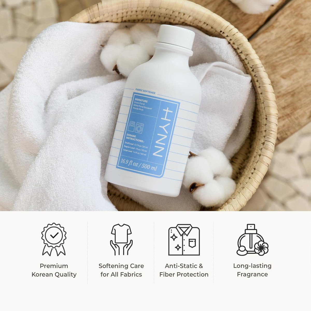 Concentrated Liquid Fabric Softener, Hypoallergenic & Gentle on Skin, Korean Scent Experience