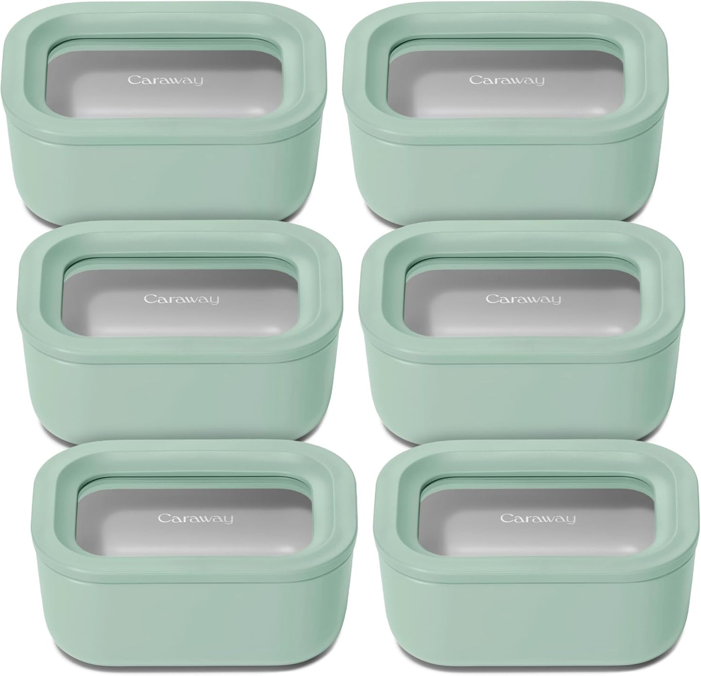 Caraway 6pc Glass Food Storage Set - 2.6 Cup Storage Containers For Food (6) - Non-Toxic