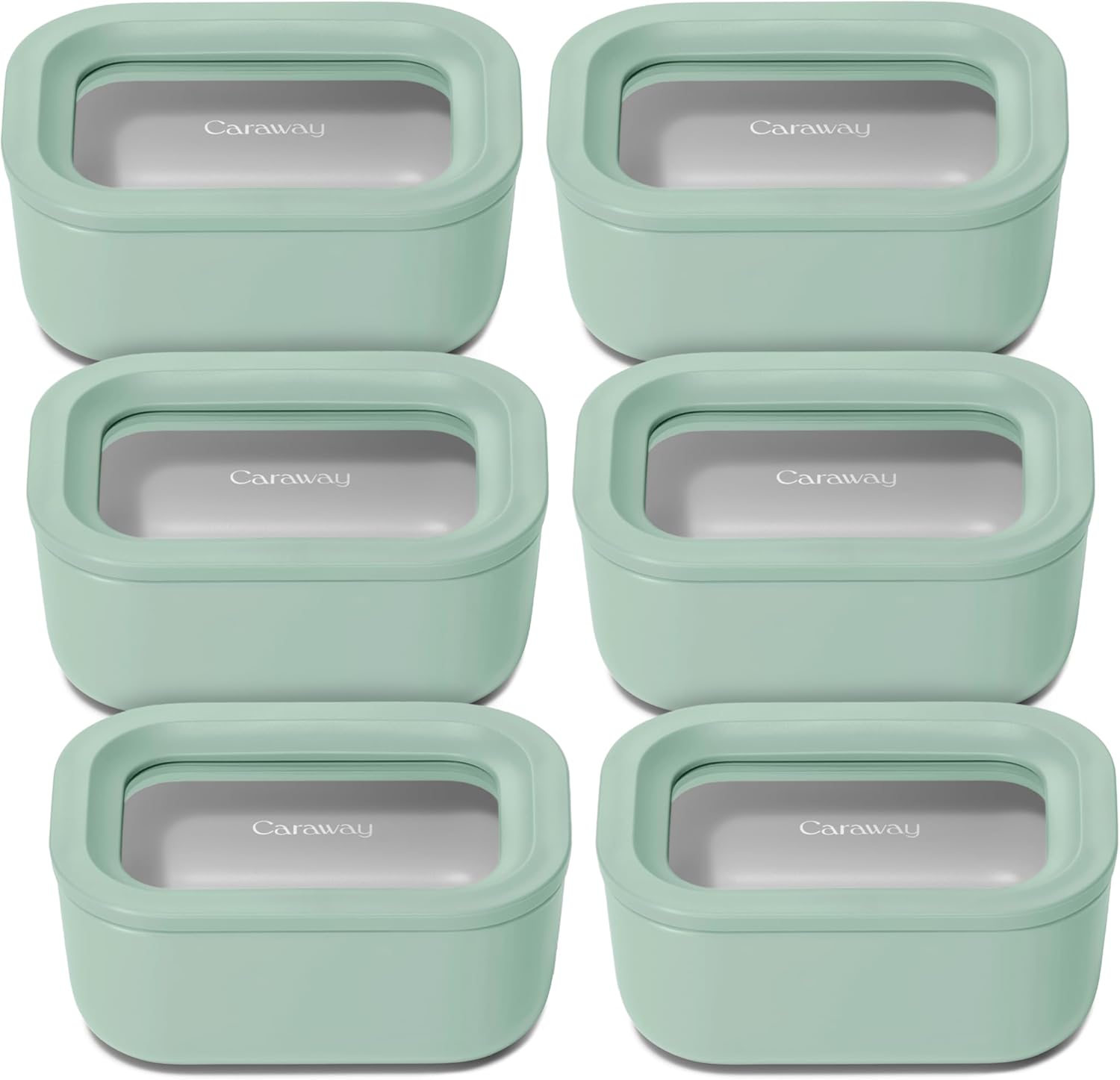Caraway 6pc Glass Food Storage Set - 2.6 Cup Storage Containers For Food (6) - Non-Toxic