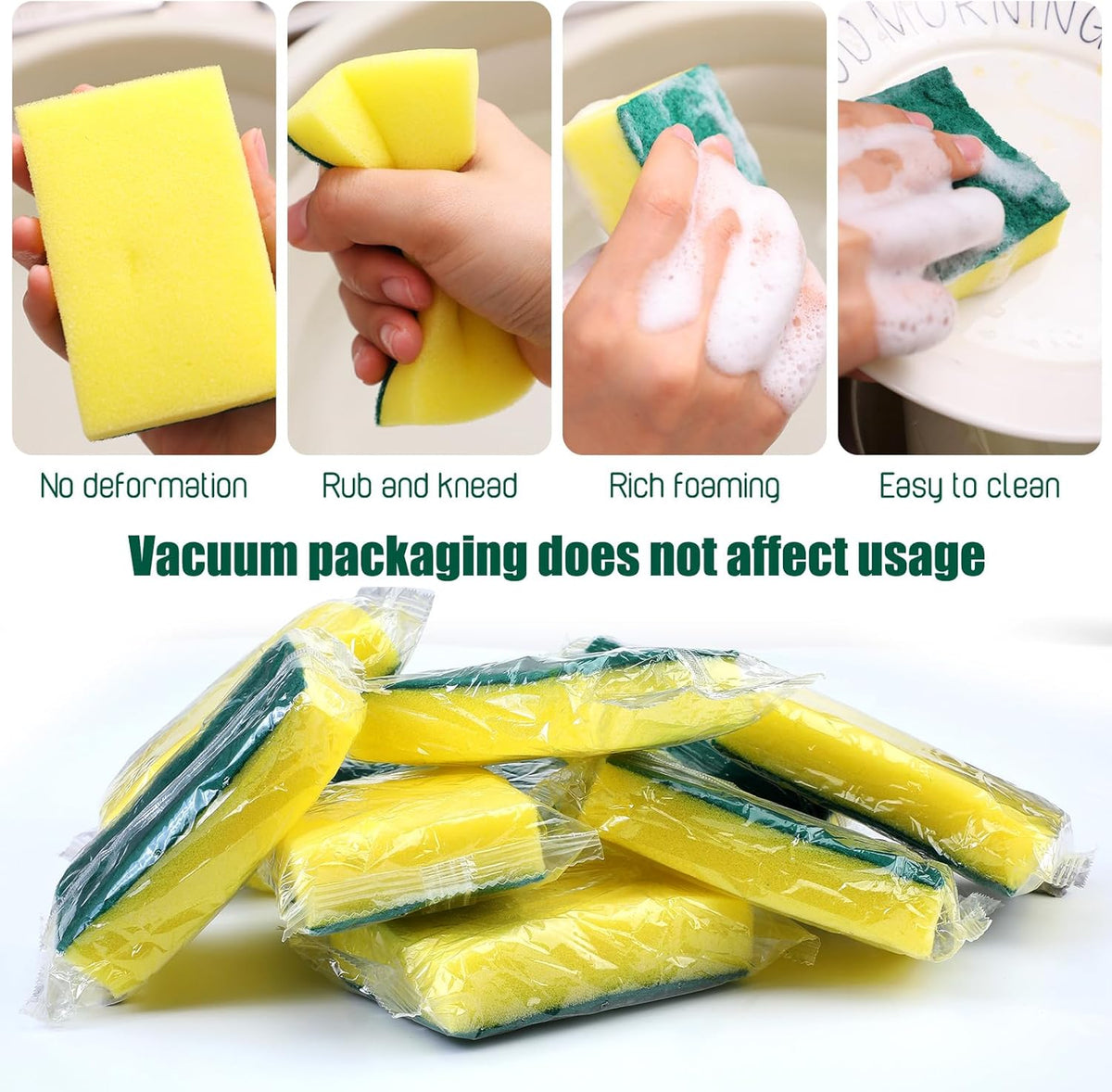 Tanlade 60 Pcs Individually Wrapped Sponge Dishwashing Sponge Bulk Non Scratch Scrub Sponges