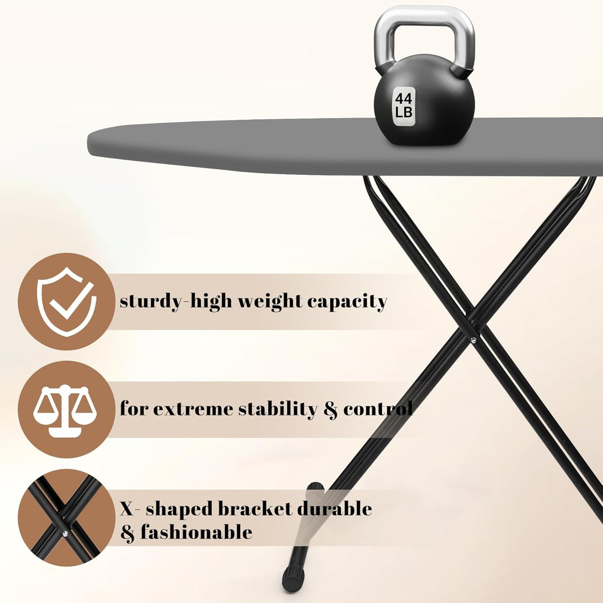 Ironing Board, Compact and Space Saver,Size 13 x 43, Metal Construction Ironing Boards with Extra