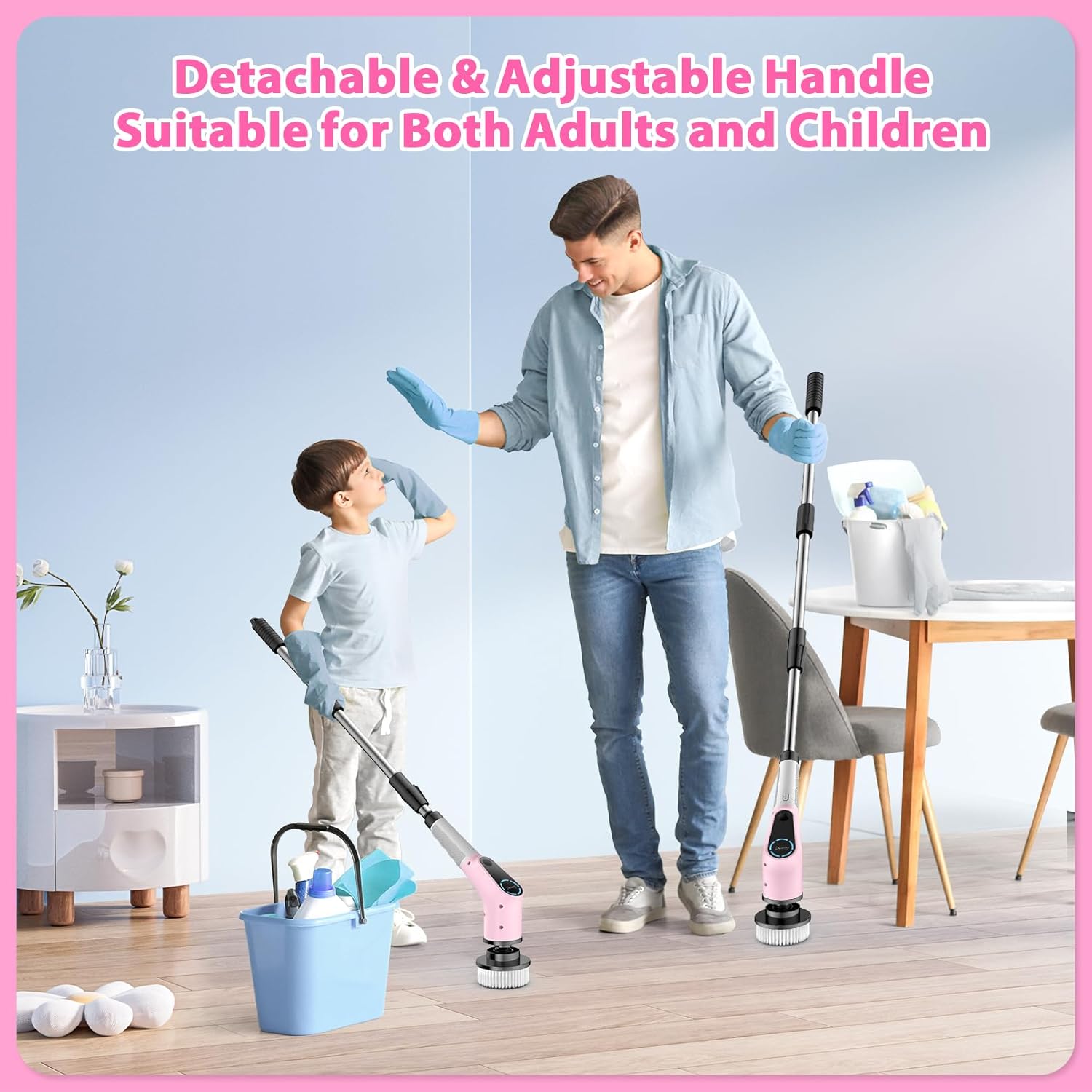Electric Spin Scrubber, Cordless Cleaning Brush, Shower Scrubber with 8 Replaceable Brush Head