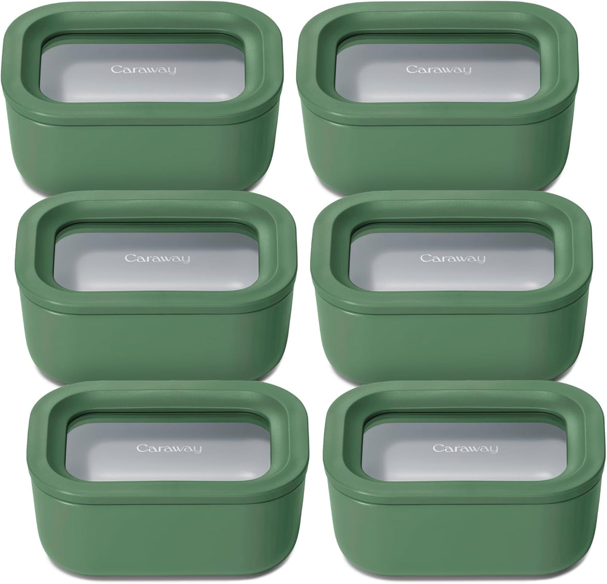 Caraway 6pc Glass Food Storage Set - 2.6 Cup Storage Containers For Food (6) - Non-Toxic