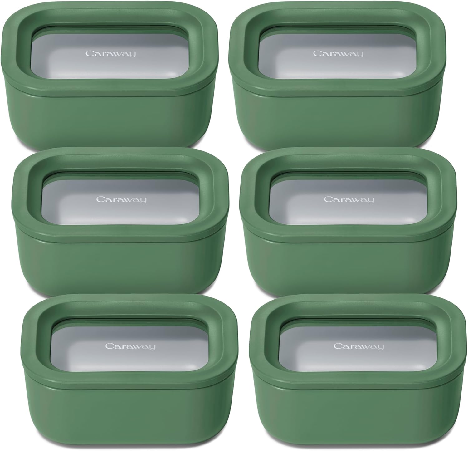 Caraway 6pc Glass Food Storage Set - 2.6 Cup Storage Containers For Food (6) - Non-Toxic