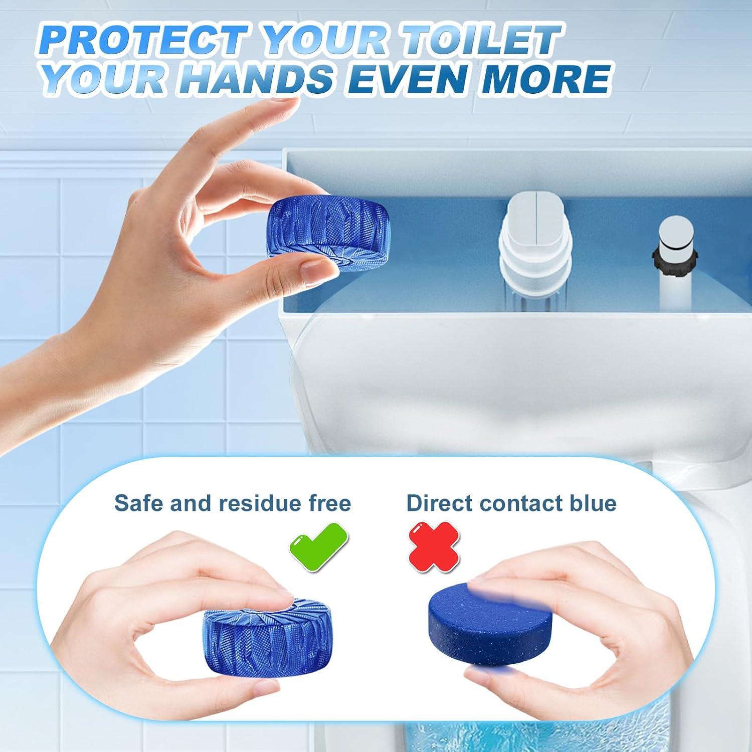 KIISIISO Multipurpose Bathroom Cleaners, 54 Pack Commercial & Household Toilet Bowl Cleaners, Blue