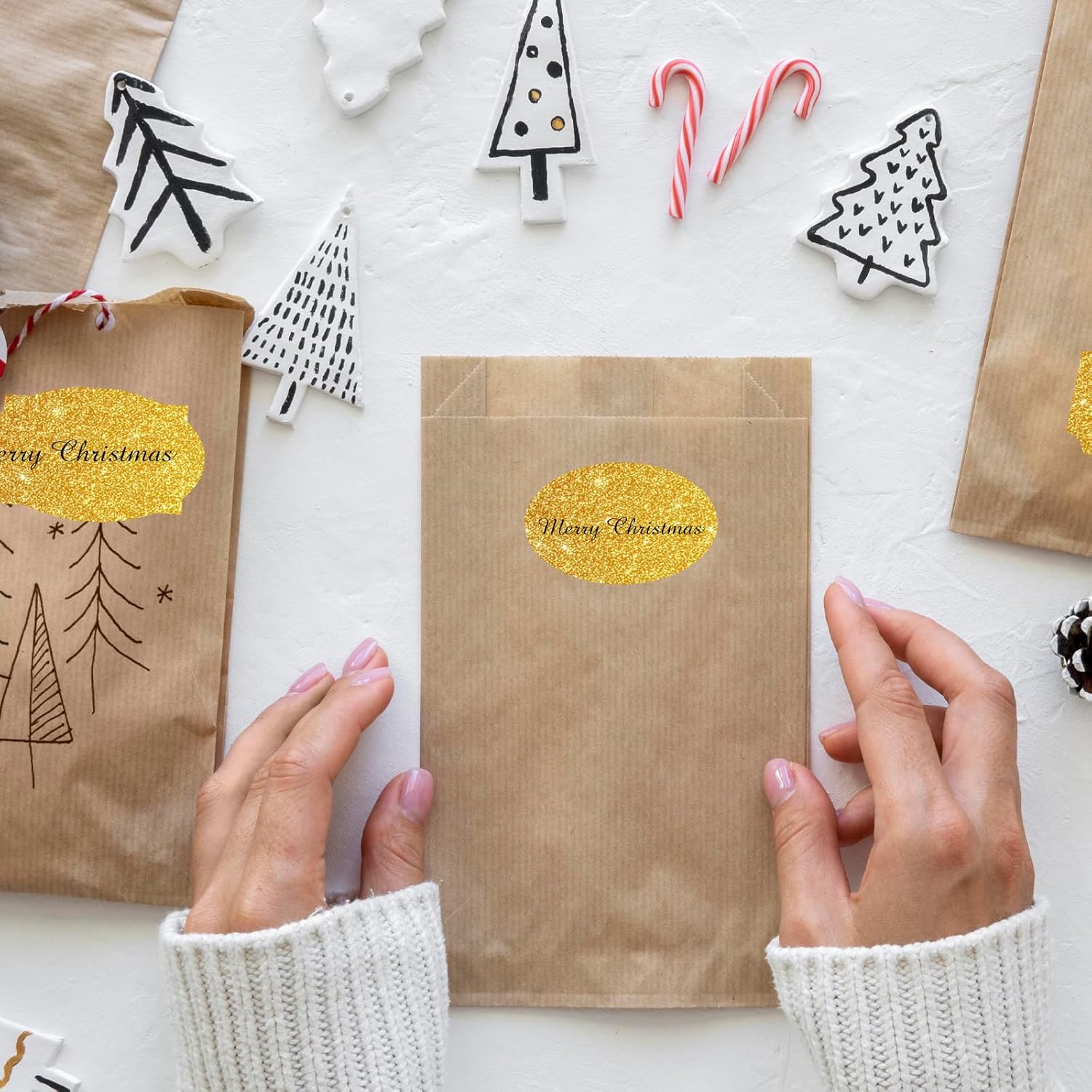 350 PCS Gift Tags Stickers Name Labels Stickers,2" x 1.2" Fancy Shape Stickers Self-Adhesive