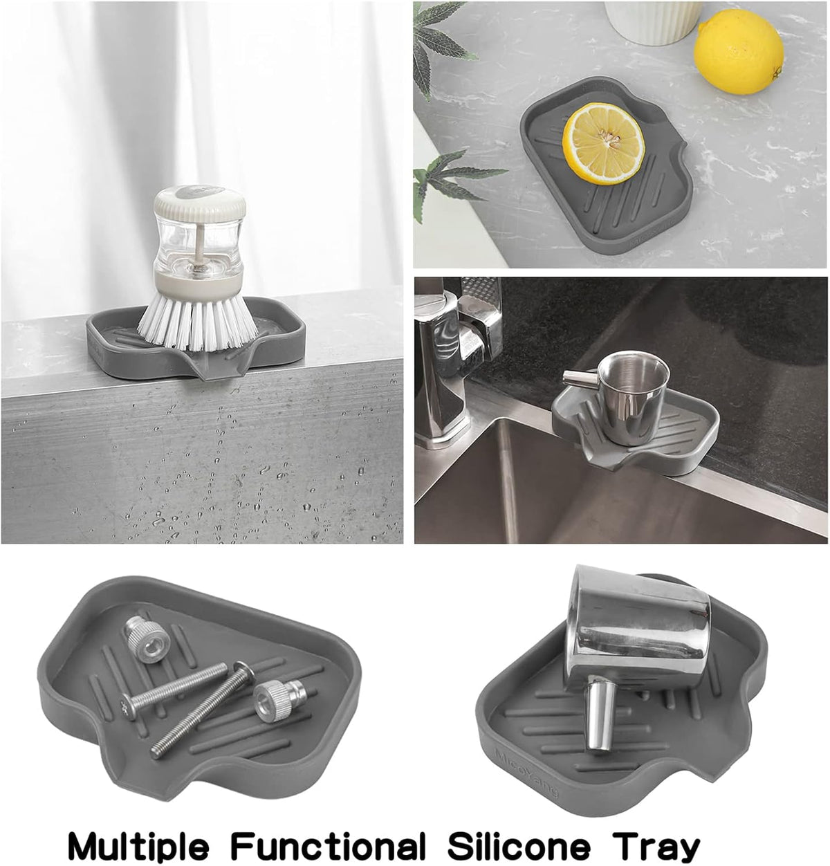 Silicone Bathroom Soap Dishes with Drain Spout-Bathroom and Kitchen Sink Organizer,Sponge