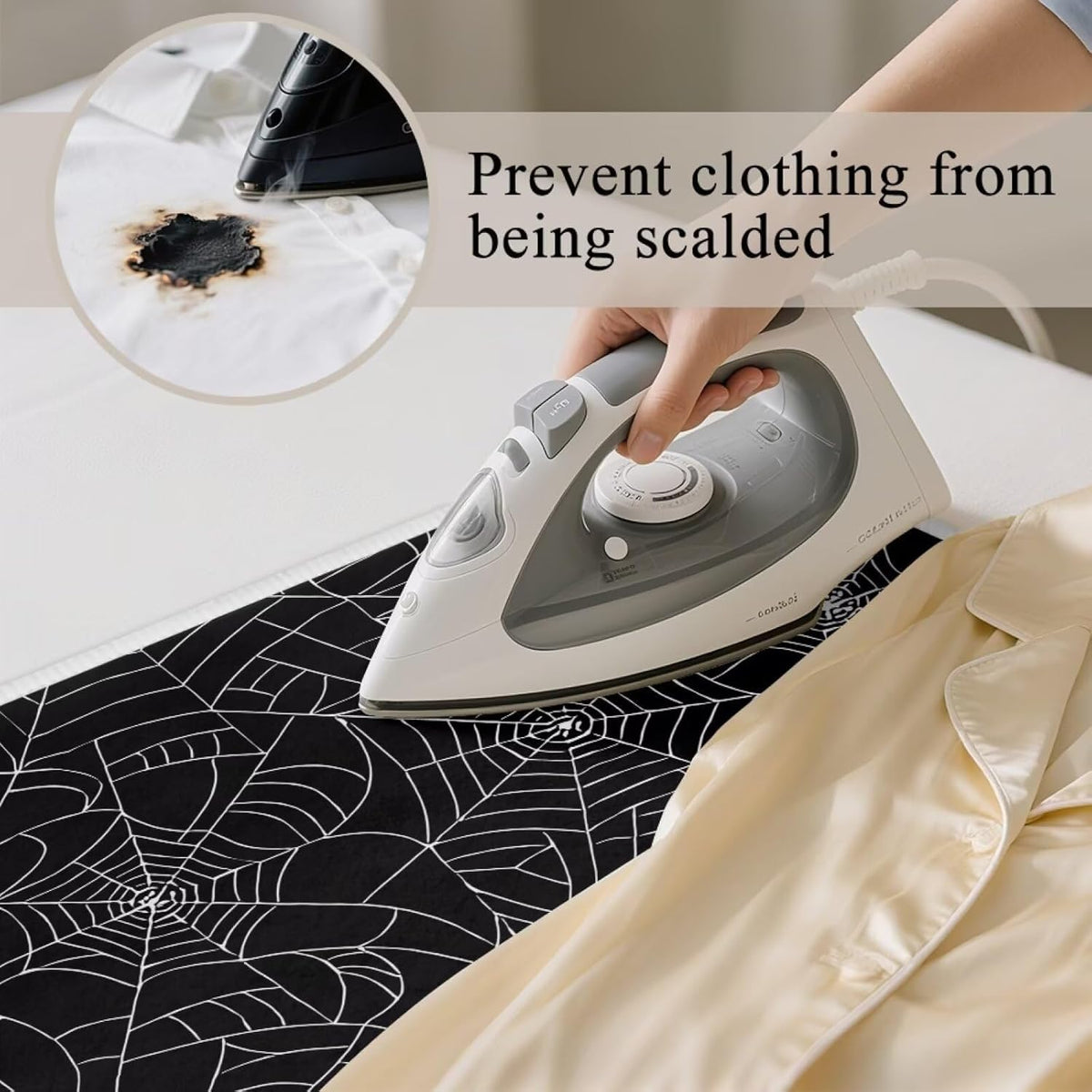 Spider Web Ironing Mat Black Heat Resistant Ironing Blanket Thick Portable Travel Ironing Pad for