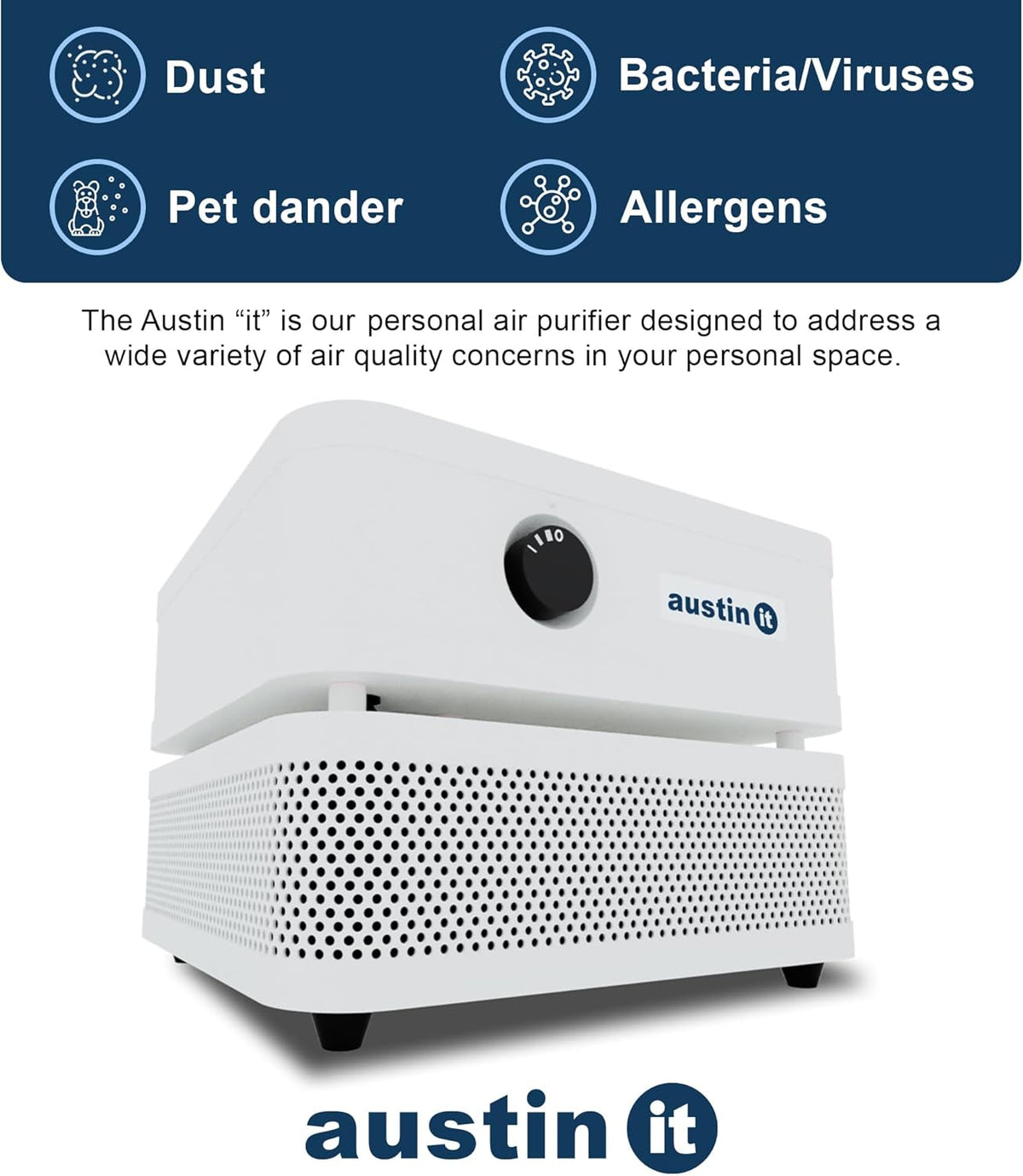 Austin Air it Room Air Purifier with VOC Carbon Wrap Air Filters - Personal Air Filter Single Room
