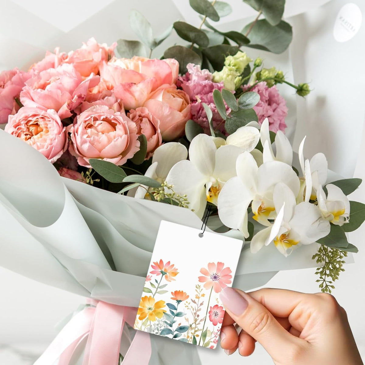 Watercolor Floral Car Air Freshener 4 Pcs, Rustic Cottagecore Flower Hanging Scents Air Freshener