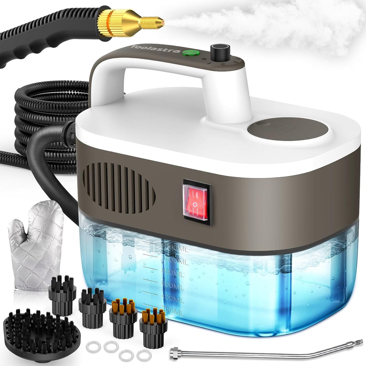 Steam Cleaner, 10s Rapid Heating Steamer with 6 Levels, 1.2L Water Tank, Portable Powerful Steamer