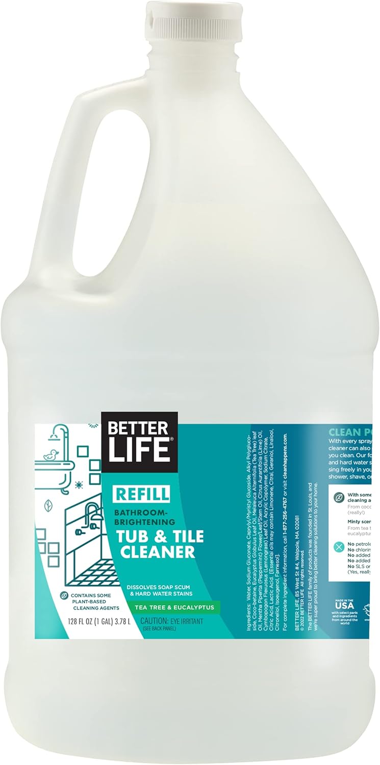 BETTER LIFE Bathroom Cleaner - Tea Tree Bathtub & Shower Cleaner Spray for Glass and Tile - Foaming