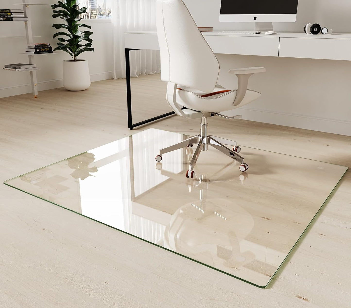 Koonmi Tempered Glass Chair Mat 45"x53" - Premium Office Chair Mat for Hardwood Floors & Low-Pile