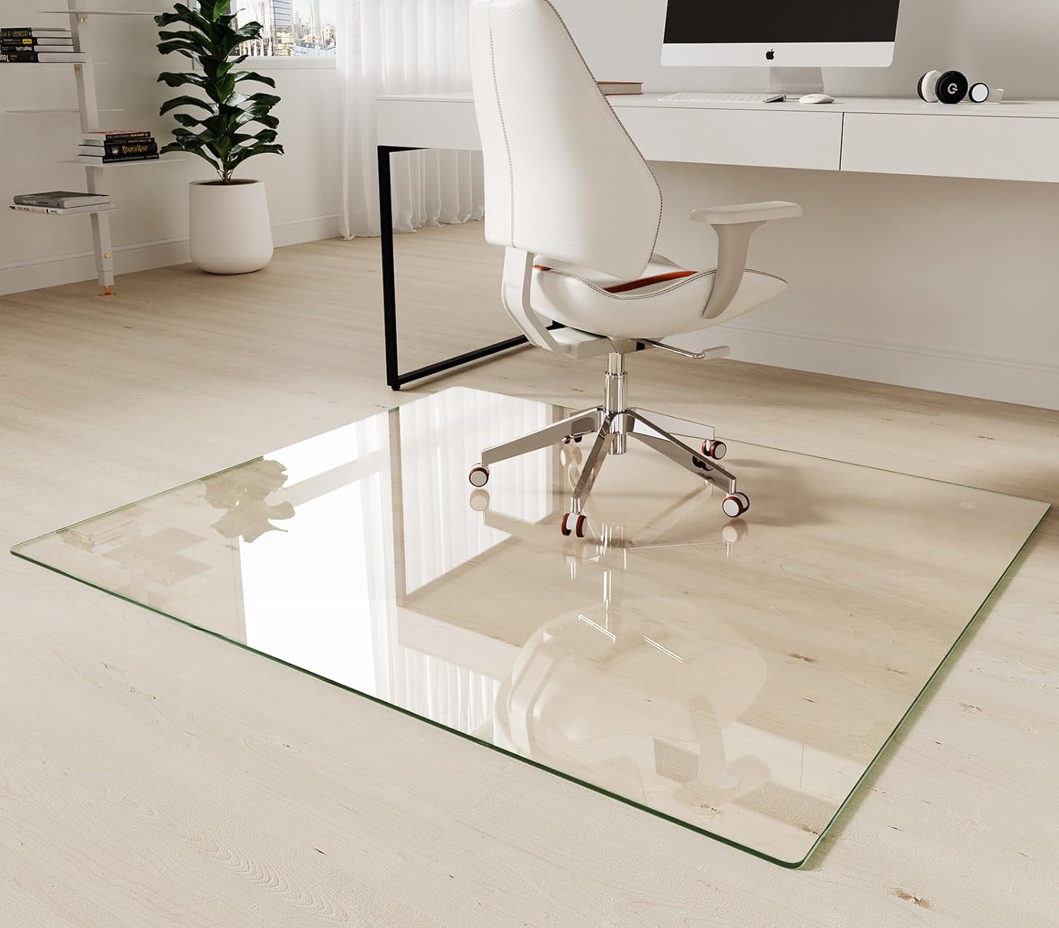 Koonmi Tempered Glass Chair Mat 45"x53" - Premium Office Chair Mat for Hardwood Floors & Low-Pile