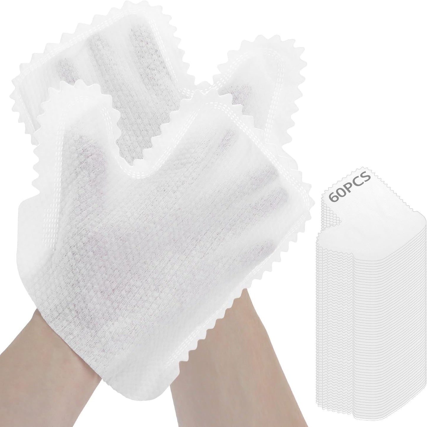 QWORK White Microfiber Dusting Gloves, 60 Pieces Dusting Mitt, Wipes Feather Dusters, Dual-Sided