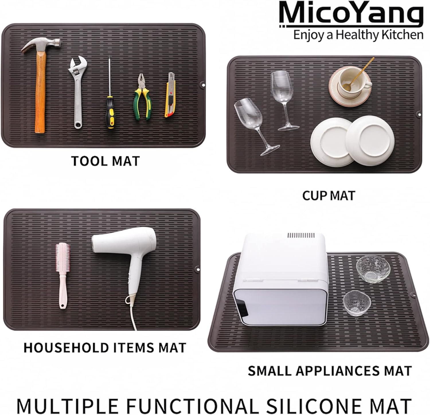 Silicone Dish Drying Mat for Multiple Usage,Easy clean,Eco-friendly,Heat-resistant Silicone Mat for
