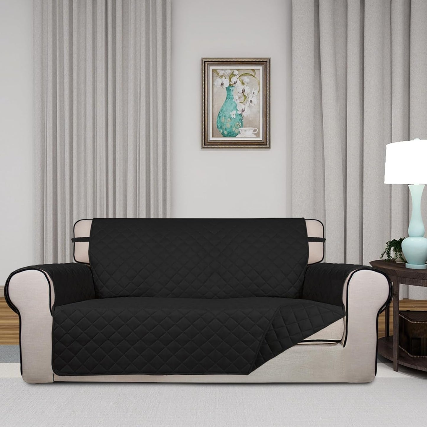 PureFit Reversible Quilted Sofa Cover, Water Resistant Slipcover Furniture Protector, Washable