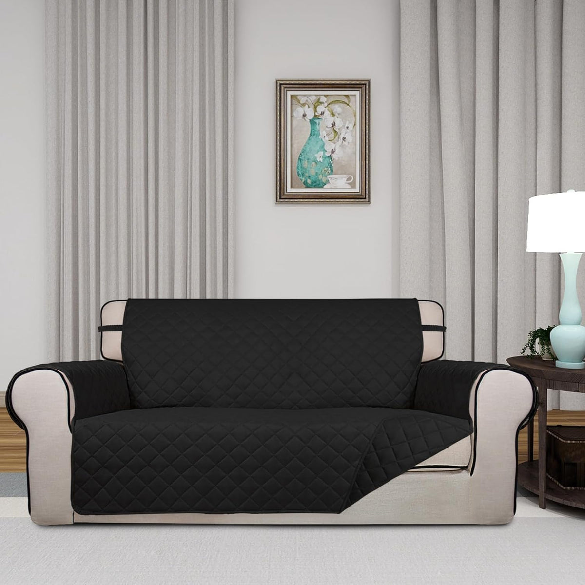 PureFit Reversible Quilted Sofa Cover, Water Resistant Slipcover Furniture Protector, Washable