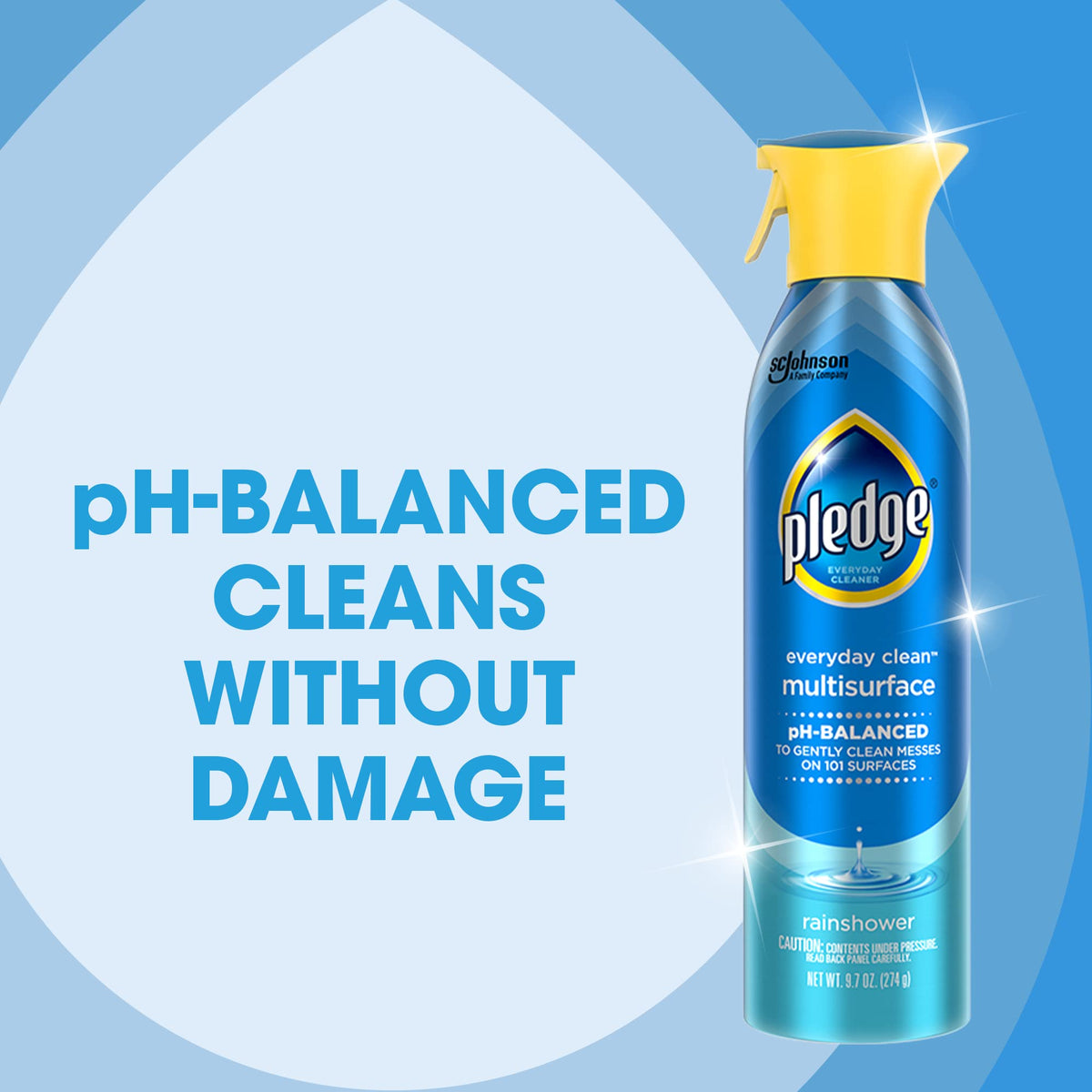 Pledge pH-Balanced Multisurface Spray, Gently Clean 101 Surfaces, Remove Dust and Messes, No