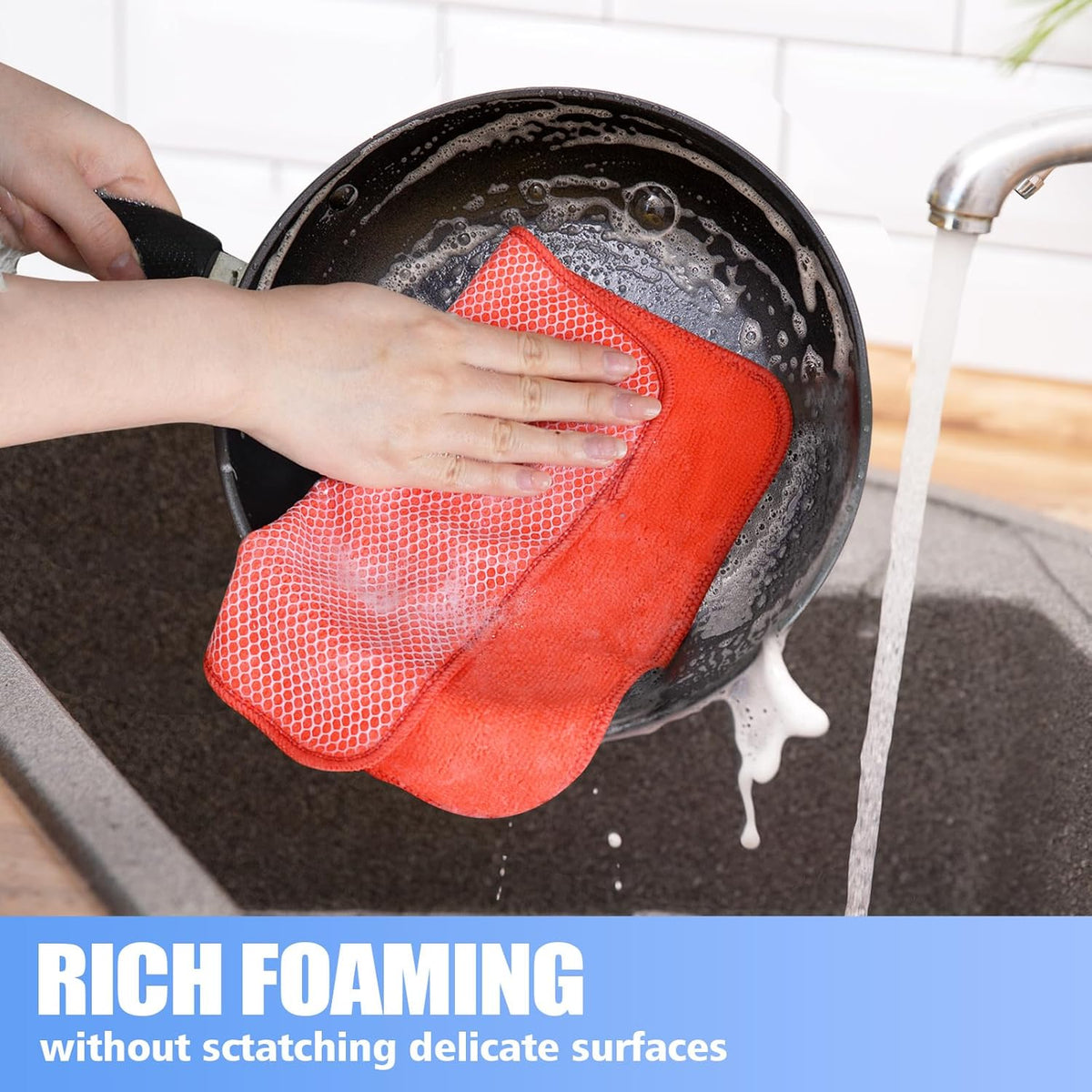 KinHwa Kitchen Washcloths for Dishes Absorbent Microfiber Dish Cloths Quick Dry Dish Rags with Poly