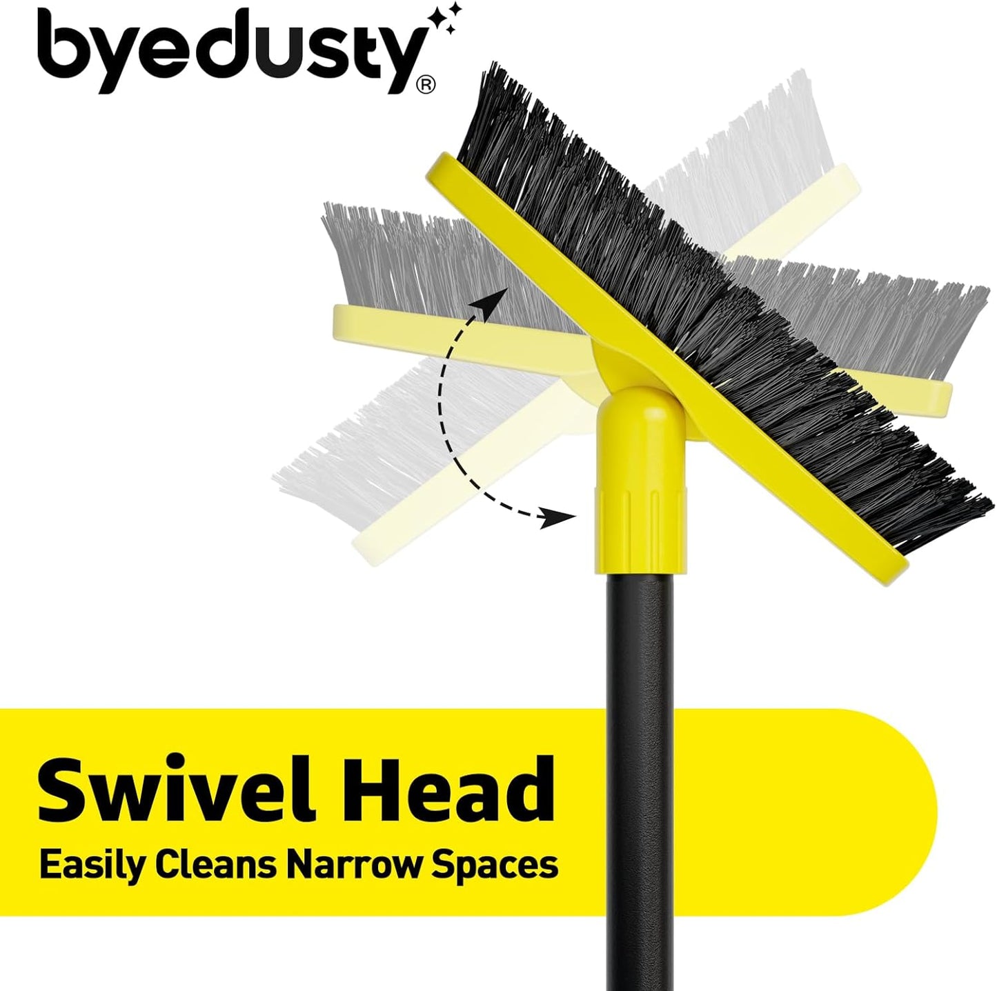 Grout Brush with Long Adjustable Handle - Telescopic, Rotation Tile Grout Cleaning Tool, V-Shape