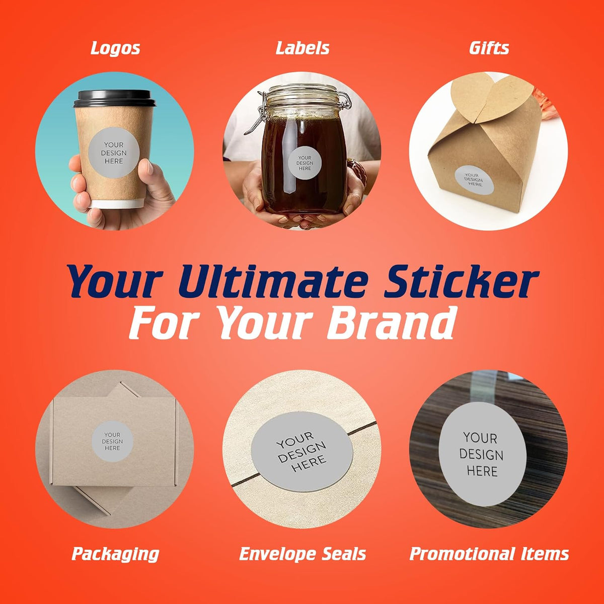 100 Custom Vinyl Stickers - Upload Your own Image, Text, Design, Logo - Personalized Logo Labels