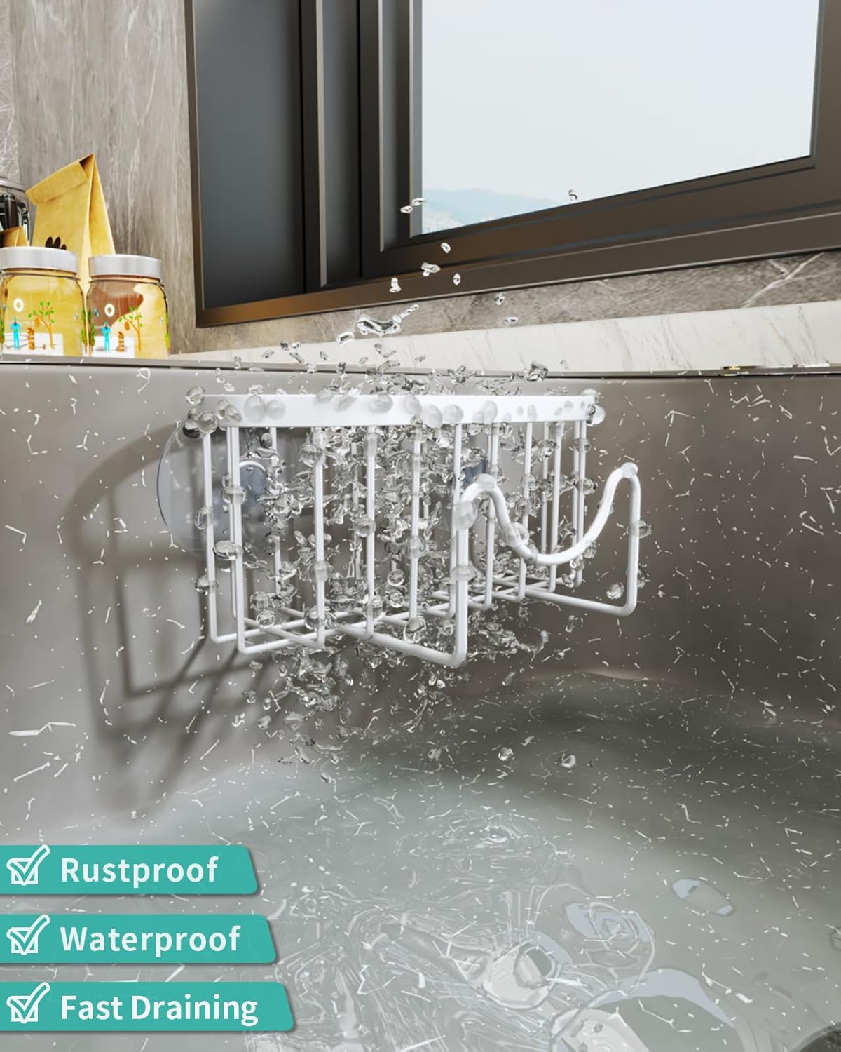HapiRm Sponge Holder for Kitchen Sink - Sink Caddy with Unique M-Shaped, 2 Installation Methods
