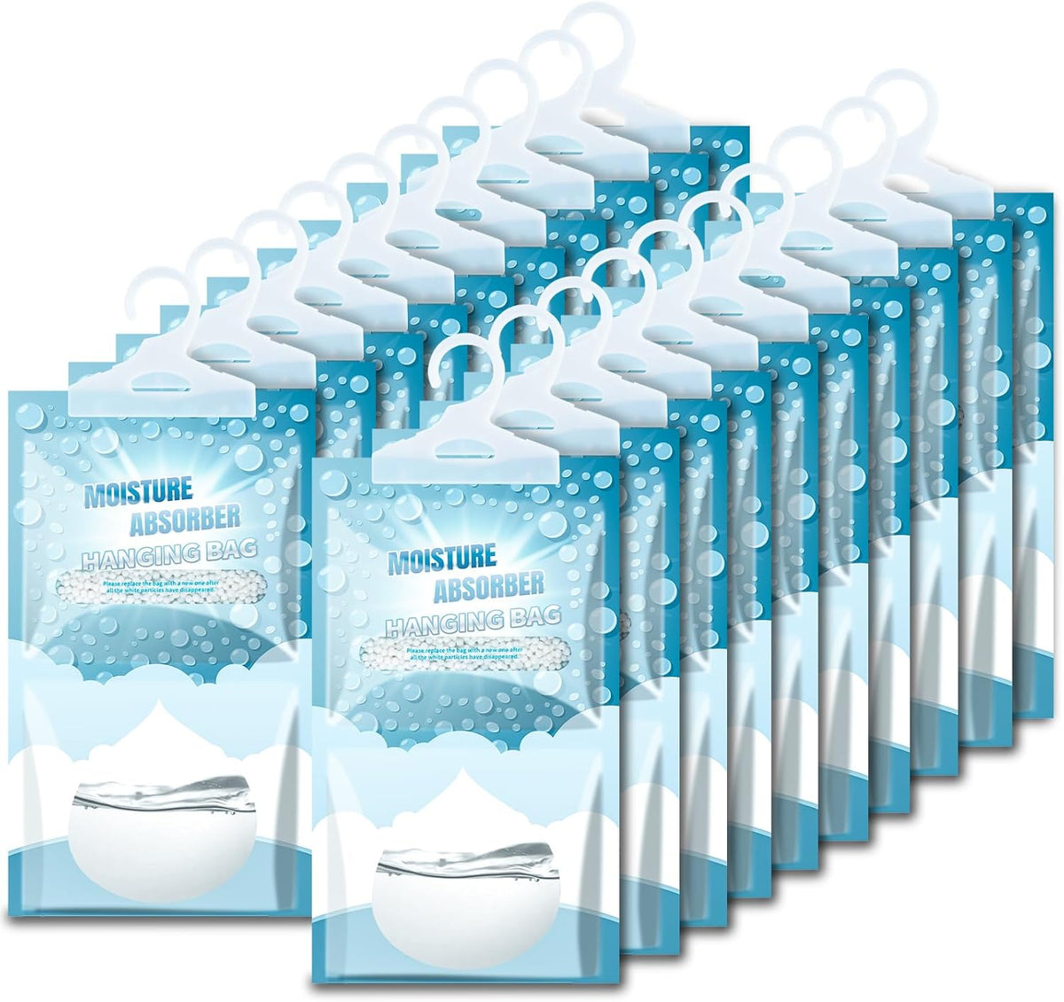 20 Pack Hanging Moisture Absorbers - Fagrance Free Dehumidifier Bags, 8.11 OZ/Pack, Removes