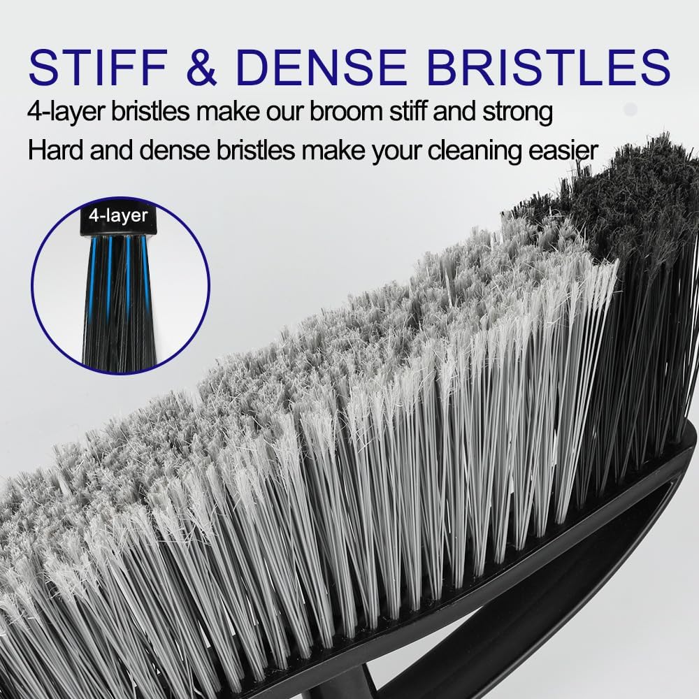 Heavy Duty Outdoor Broom - 15.7'' Wide, Long Handle, Angle Broom with Stiff Bristles for Patio