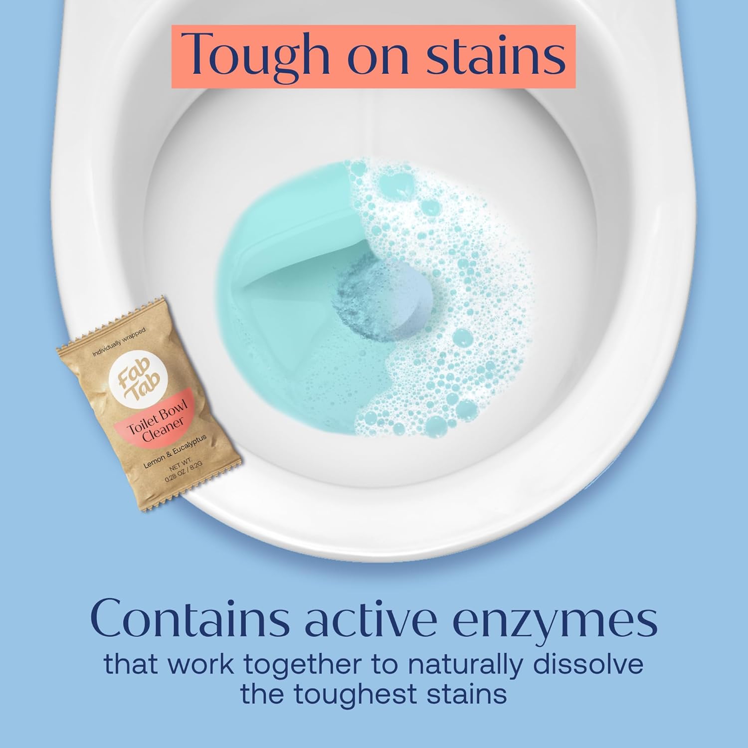 Fab Tab Bowl Cleaning Tablets - Drop-In Formula Removes Rust & Lime Buildup, Lemon Eucalyptus