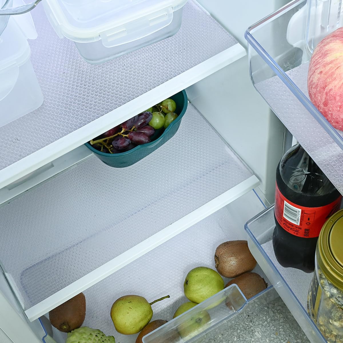 BOPART 12Pcs Refrigerator Liners Washable Fridge Shelf Liners Refrigerator Mats for Freezer Glass