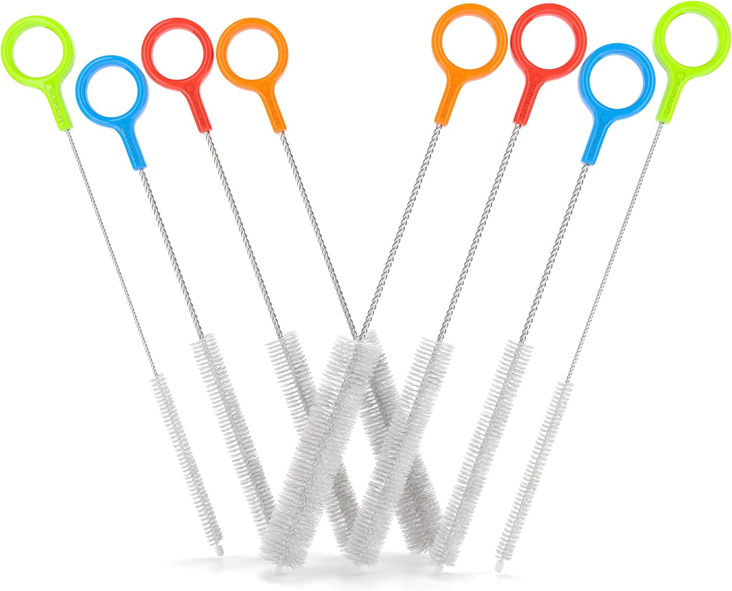 Heavy Duty Cleaning Brushes Set of 8 - Extra Long Straw Cleaners for Metal and Plastic Reusable