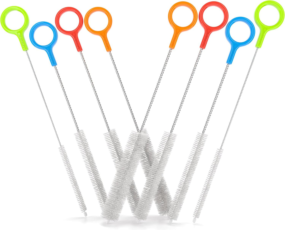 Heavy Duty Cleaning Brushes Set of 8 - Extra Long Straw Cleaners for Metal and Plastic Reusable
