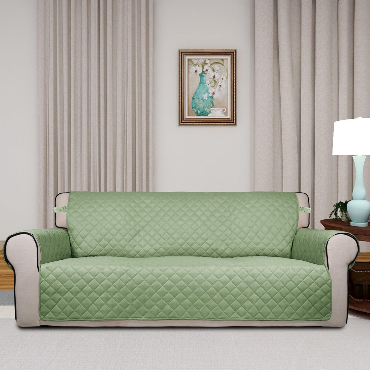 PureFit Reversible Quilted Sofa Cover, Water Resistant Slipcover Furniture Protector, Washable