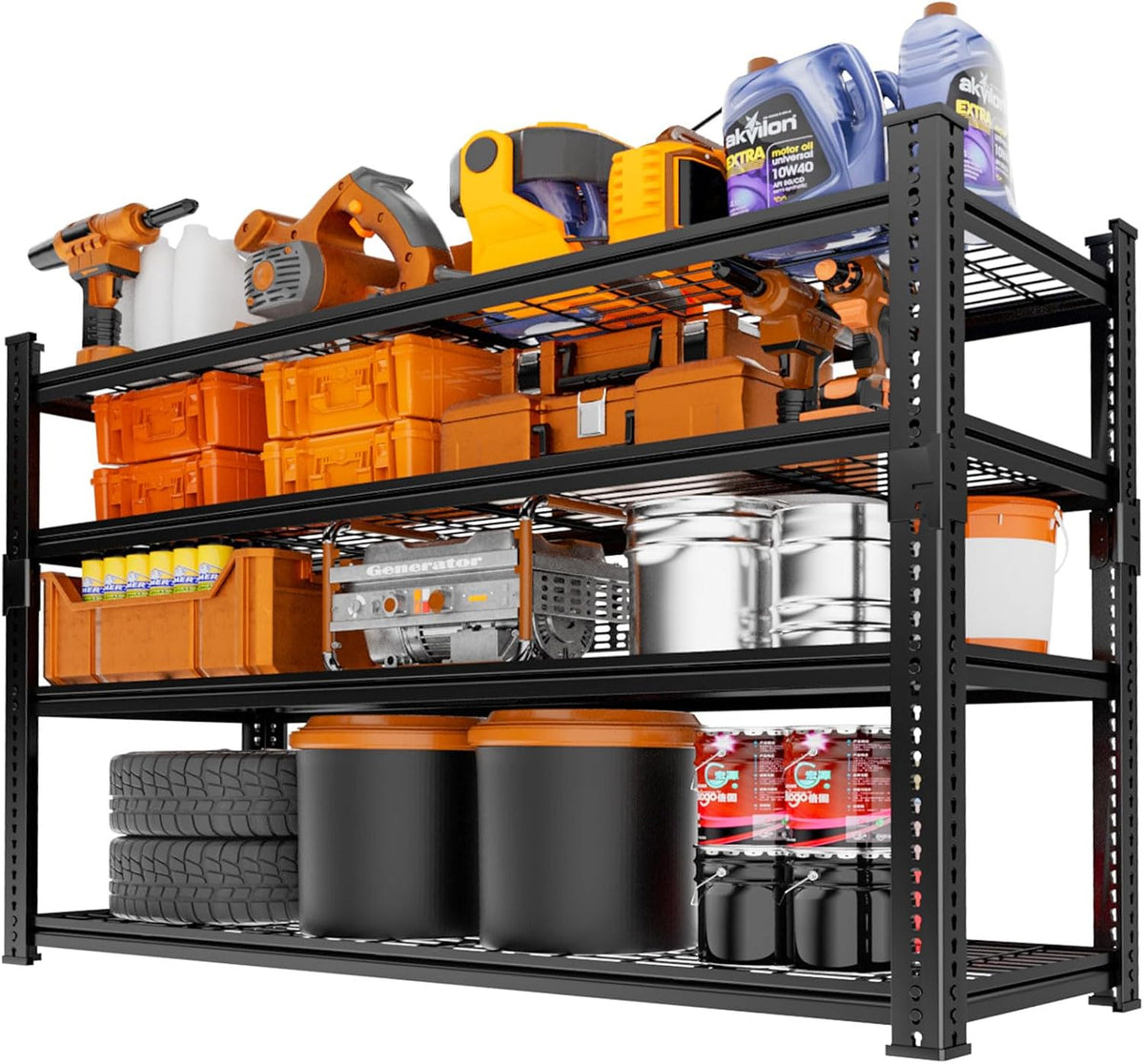 Storage Shelves Heavy Duty, 48"L x 18"W x 60"H Garage Wire Shelving Unit Loads 2640LBS, 4-tier