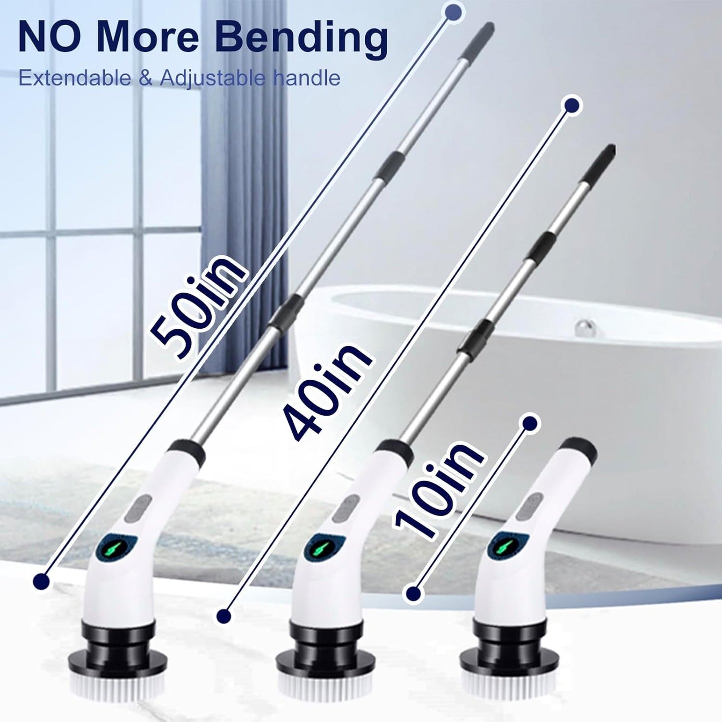 Electric Spin Scrubber for Cleaning - Shower Scrubber with Long Handle and 7 Replaceable Heads - 2