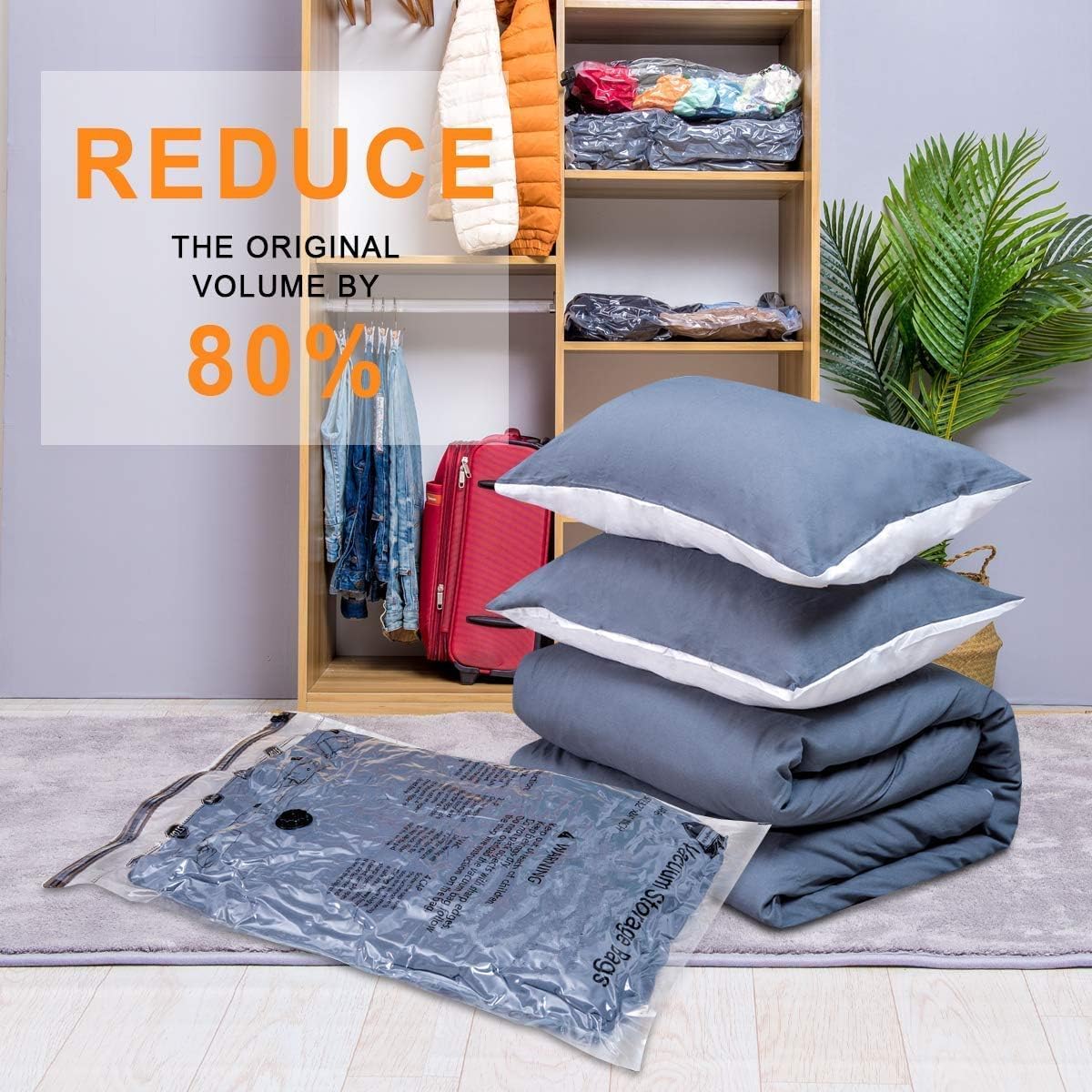 GONGSHI Vacuum Seal Bags for Clothing Travel & Home Storage, Travel Vacuum Bags with Pump,Space