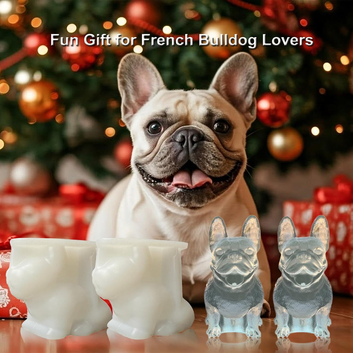 3D French Bulldog Ice Cube Molds Tray Silicone for Whiskey, Cocktail, Coffee Juice Drink; Fun