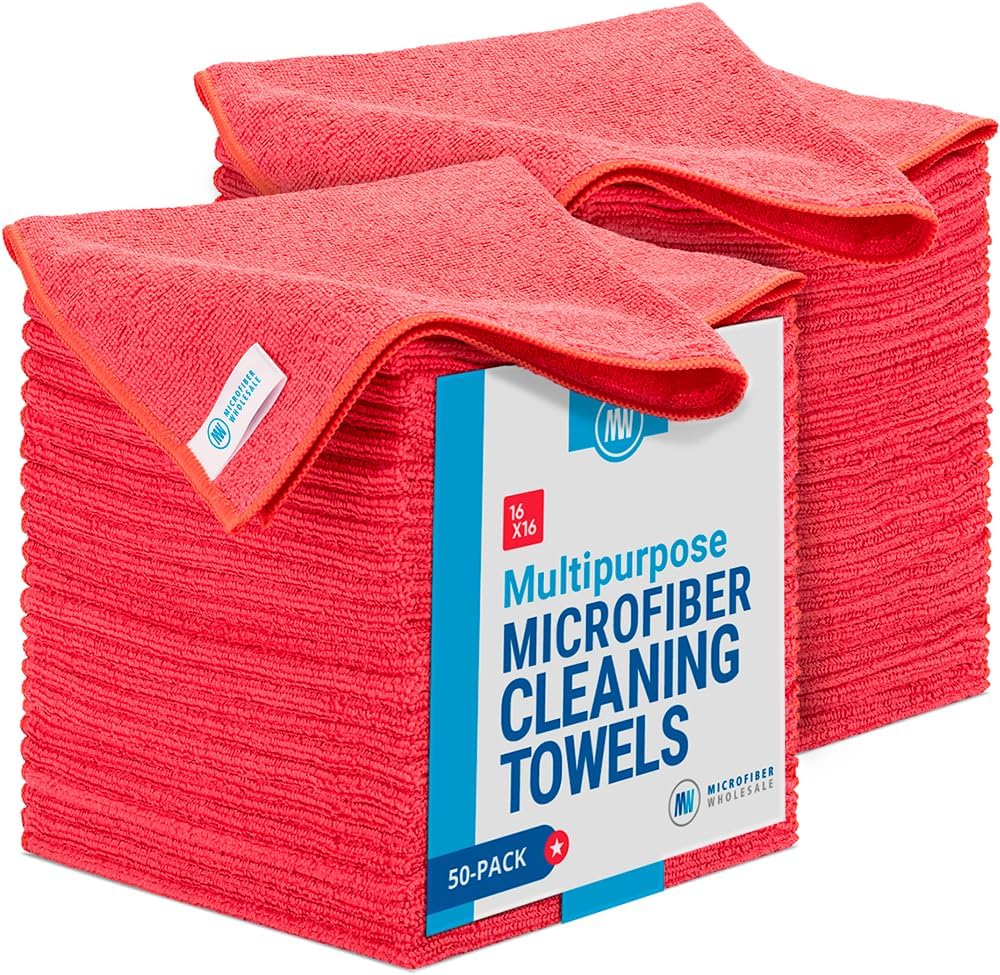 Microfiber Wholesale 16" x 16" All Purpose Microfiber Towels - 50 Pack Reusable Wash Cloths, Dust