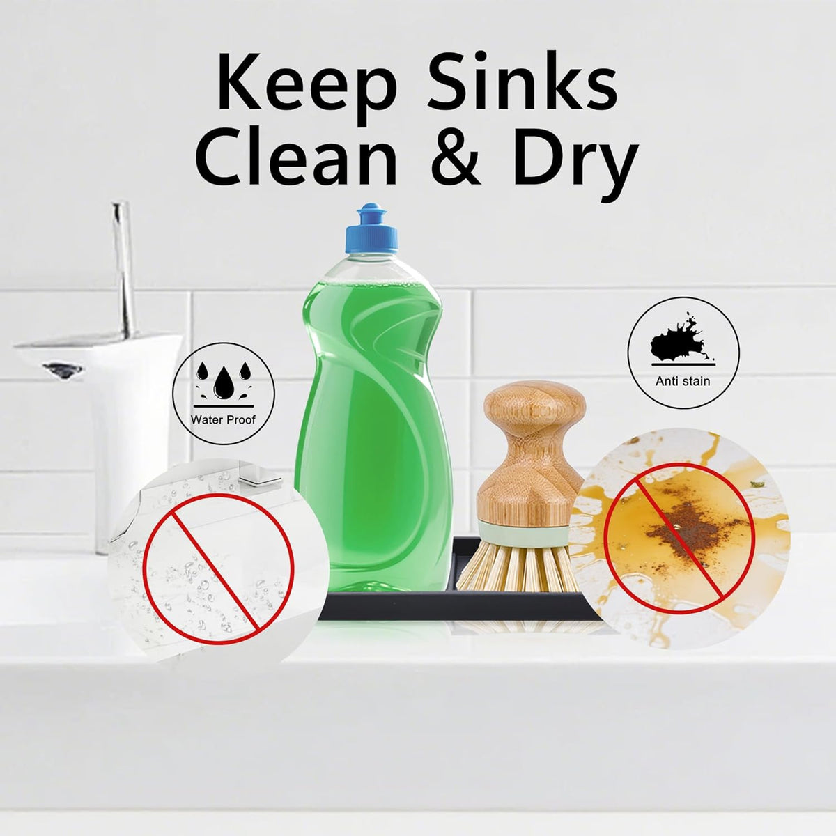 Silicone Sponge Holder Kitchen Sink Organizer Tray Dish Caddy Soap Dispenser, Scrubber Spoon