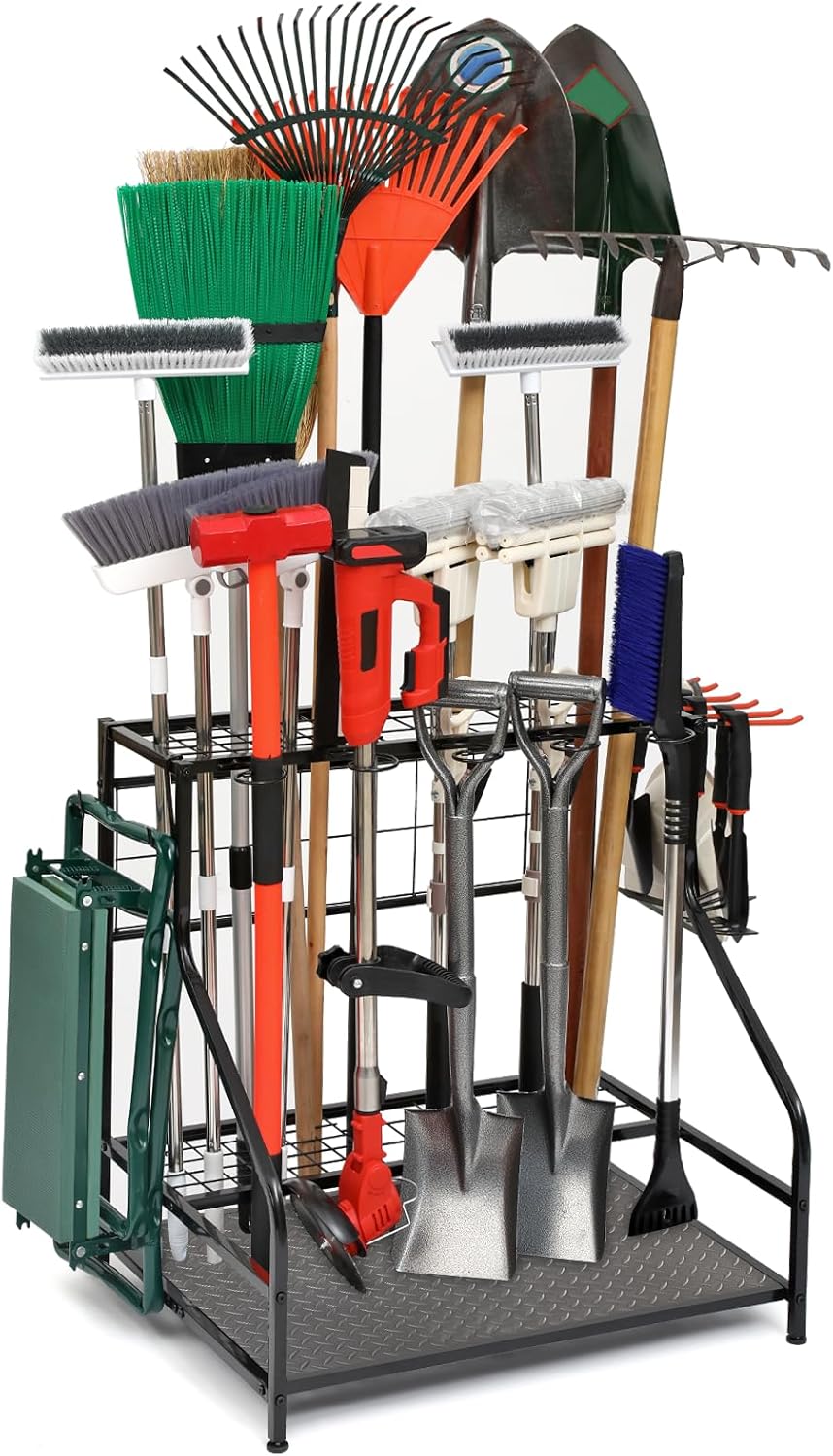 Garden Tool Organizer for Garage, Garden Tool Rack, Up to 58 Long Handled Tools, Yard Tool Holder