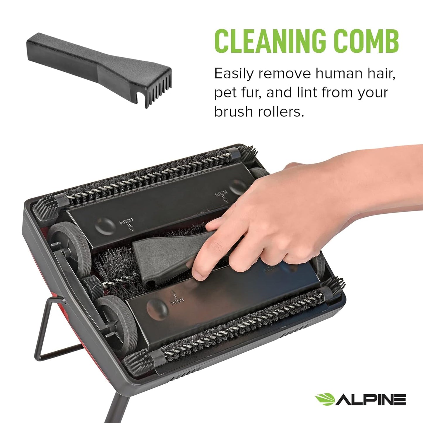 Alpine Manual Carpet Sweeper Triple Brush – Non Electric Multi-Surface Floor Cleaner Easy Sweeping