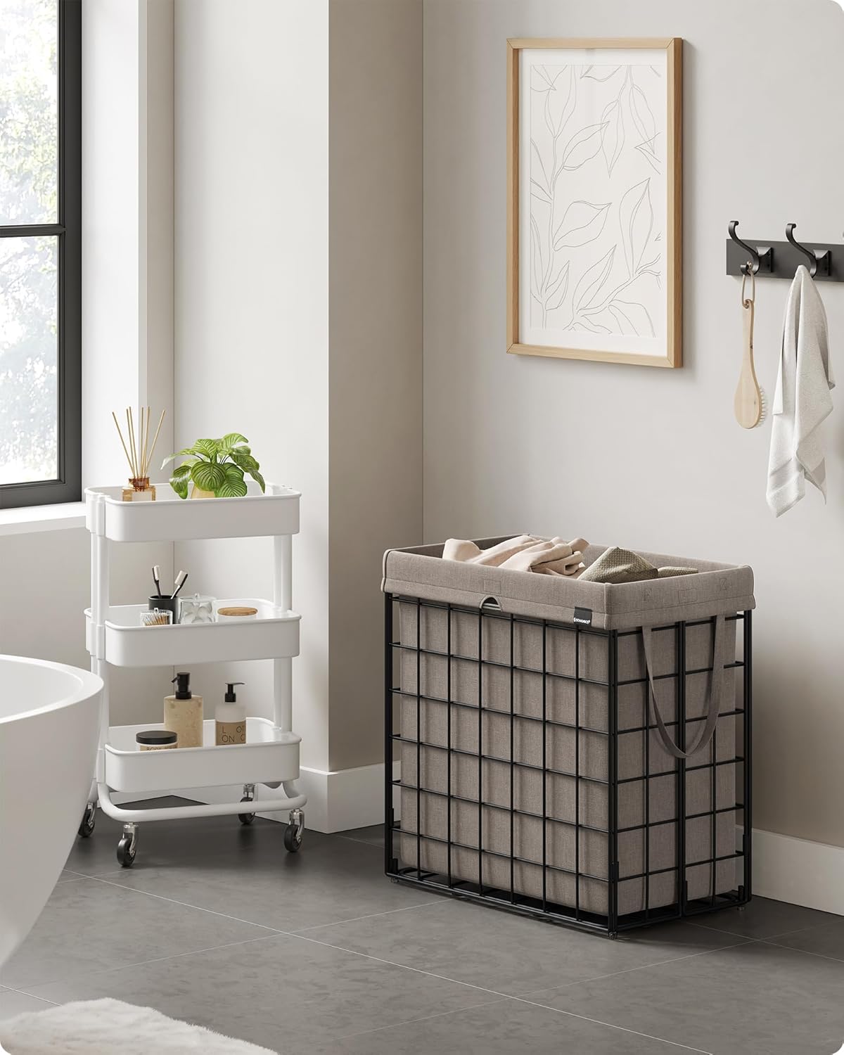 SONGMICS Laundry Hamper, 29 Gal. (110L) Laundry Basket, Collapsible Clothes Hamper, Removable and