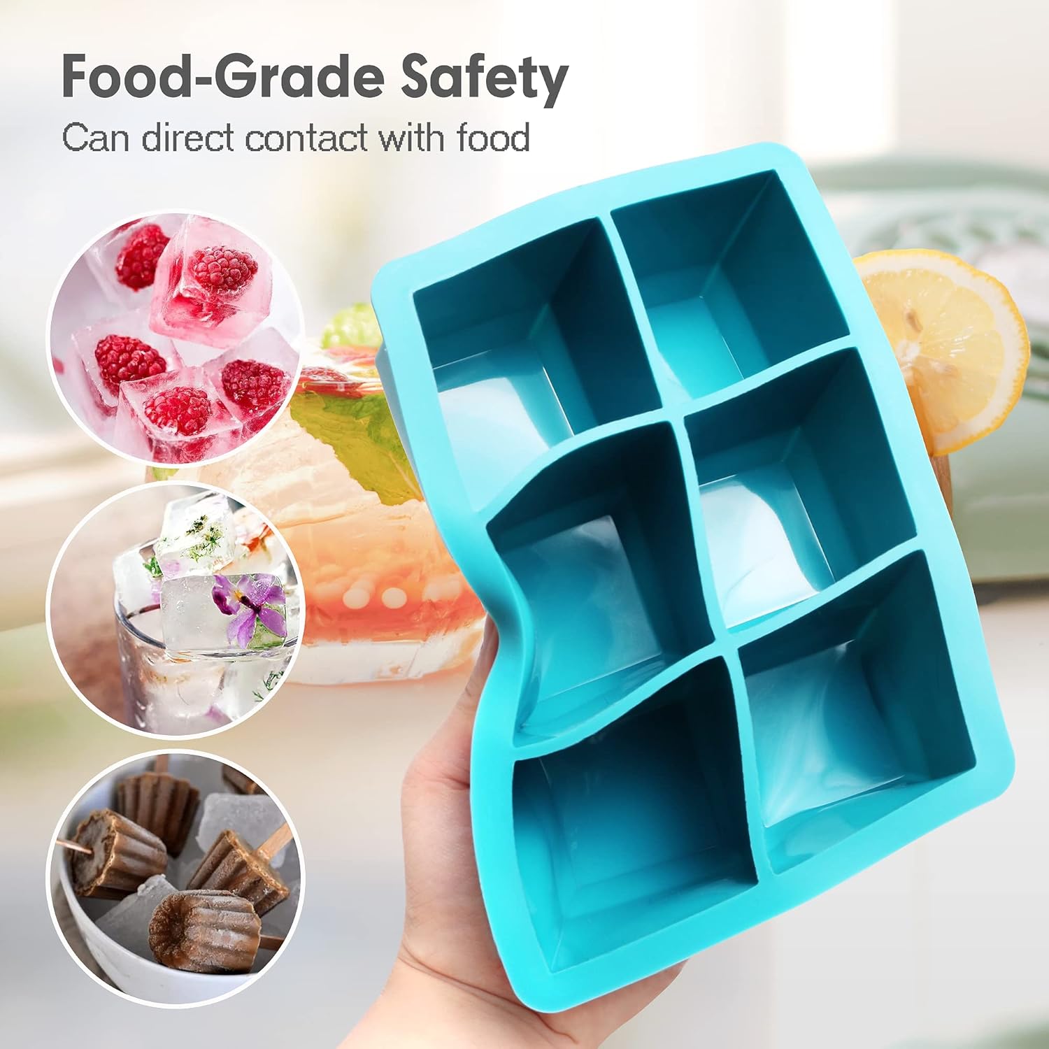 Silicone Ice Cube Trays 3 Pack - Large Size Silicone Ice Cube Molds with Leak Proof Removable Lid