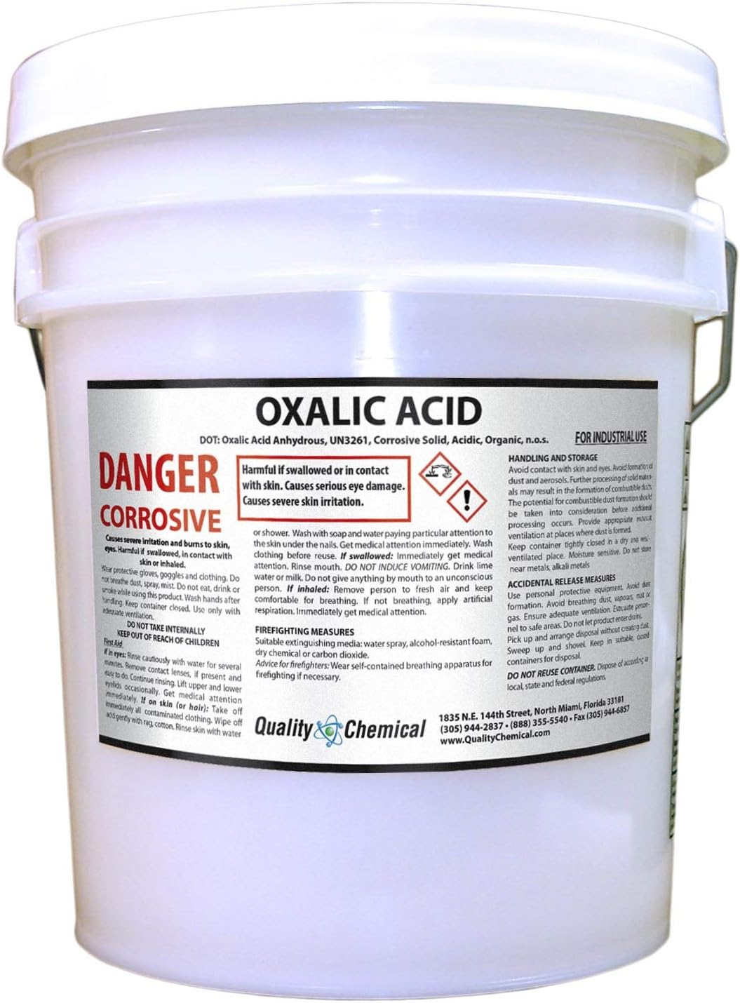 Oxalic Acid - 99.6% - 40 lb. PAIL (C2H2O4) - Metal Cleaning- Rust Removal, Wood Bleaching & Stain