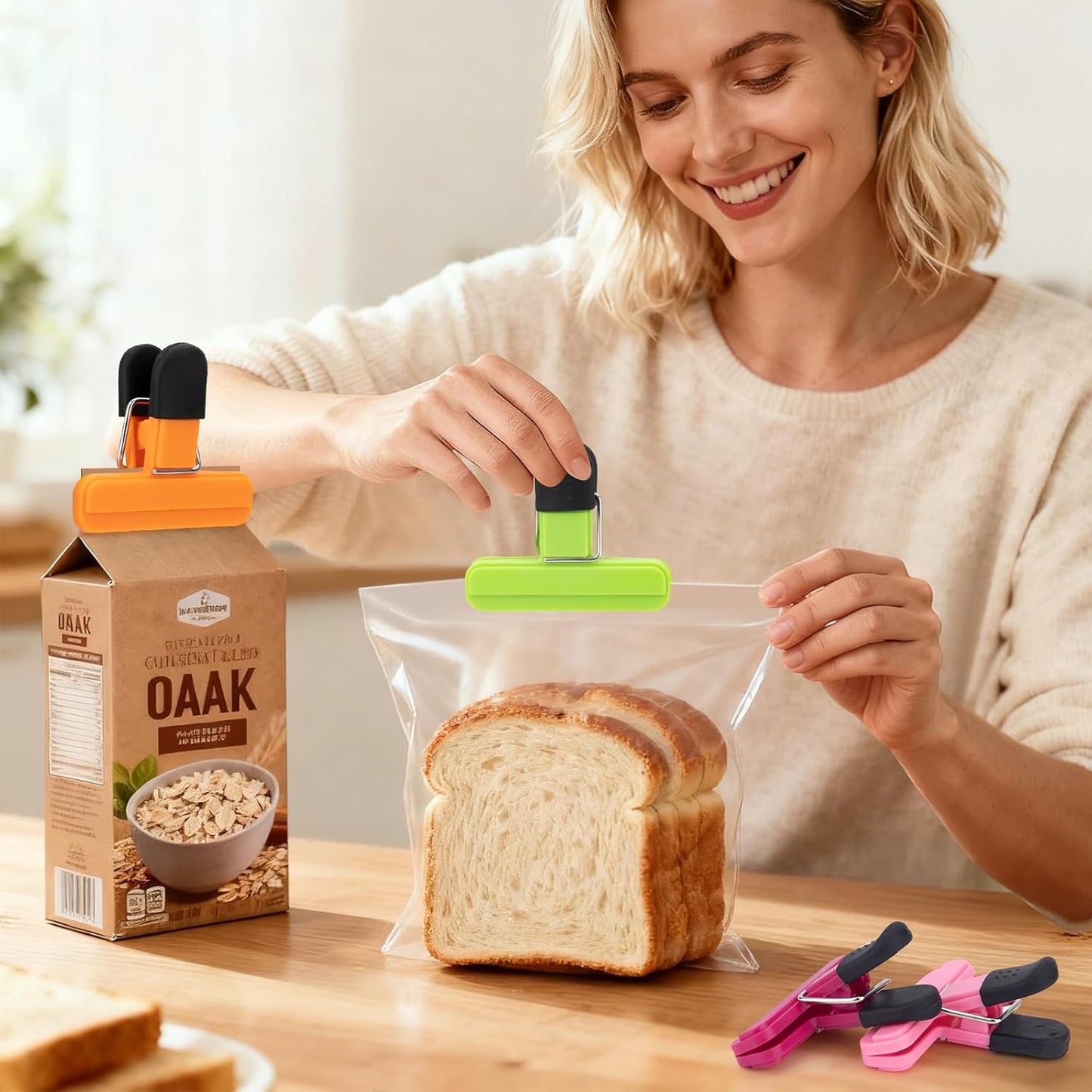 OWLKELA Chip Clips, 12 Pack Colors Wide Open Bag Clips for Food Storage, Heavy Duty Seal Grip
